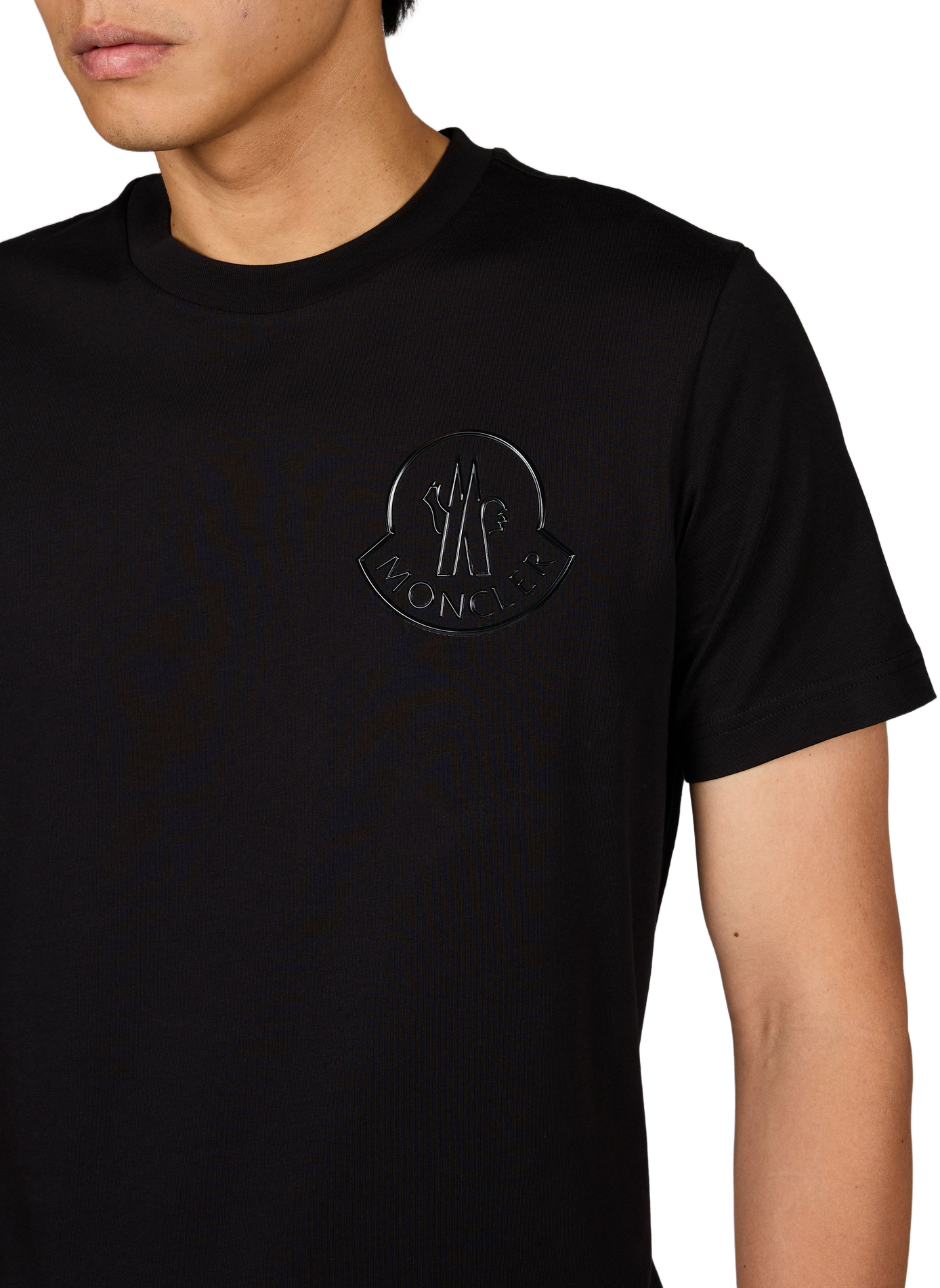 Round-neck T-shirt with cotton logo MONCLER Black
