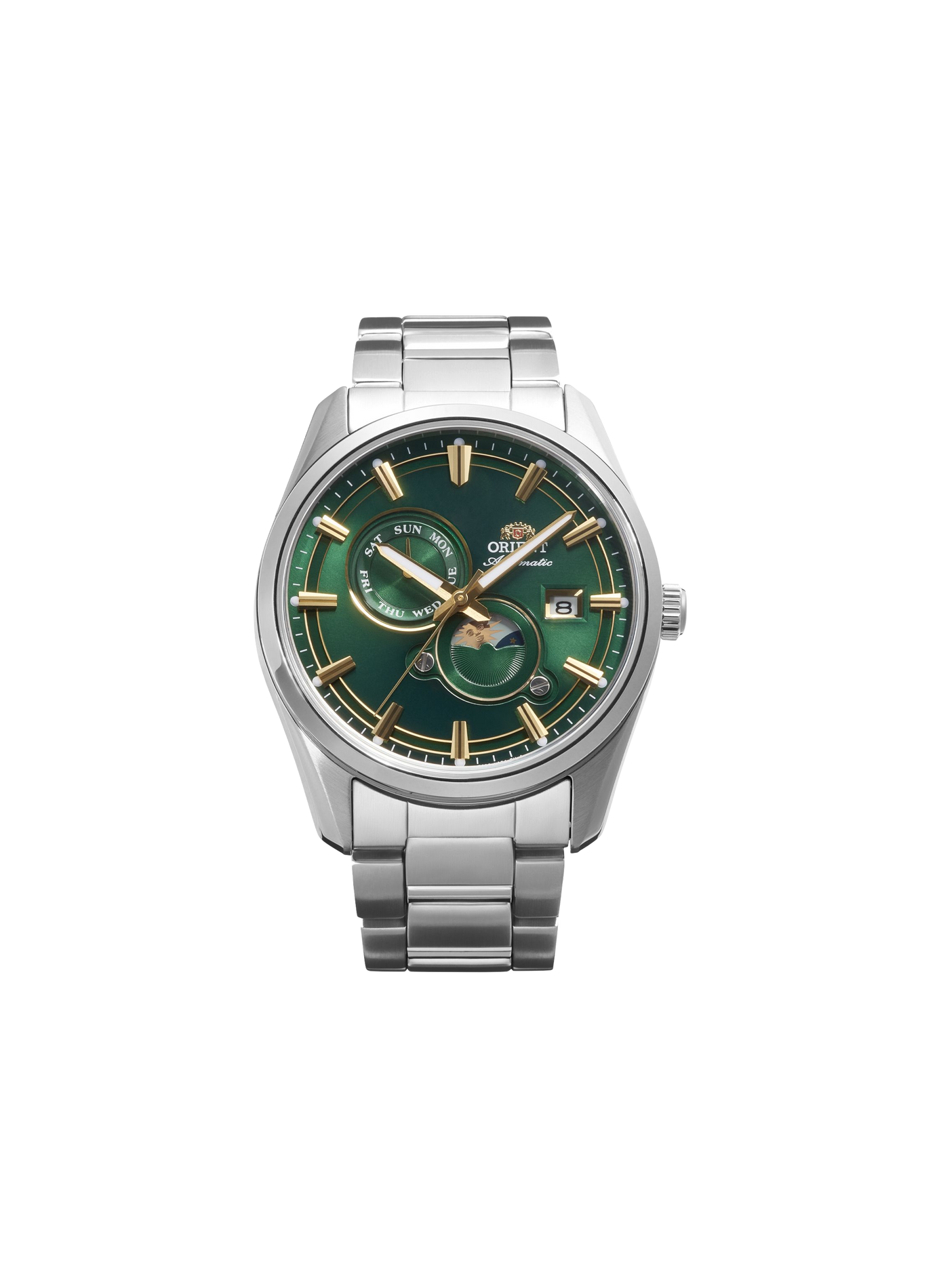Automatische Uhr Stretto Sun & Moon aus Edelstahl ORIENT Grun