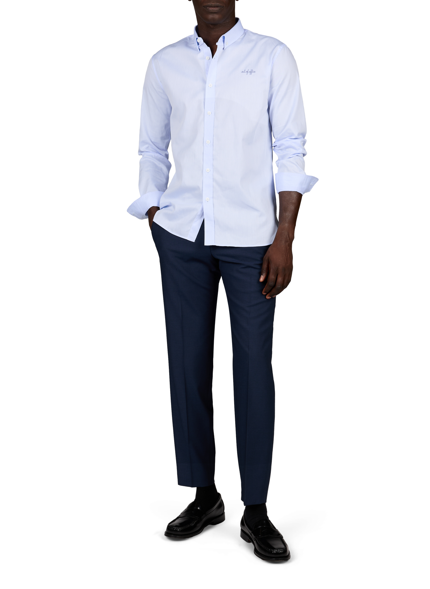 Chemise droite unie à broderies MAISON LABICHE Bleu