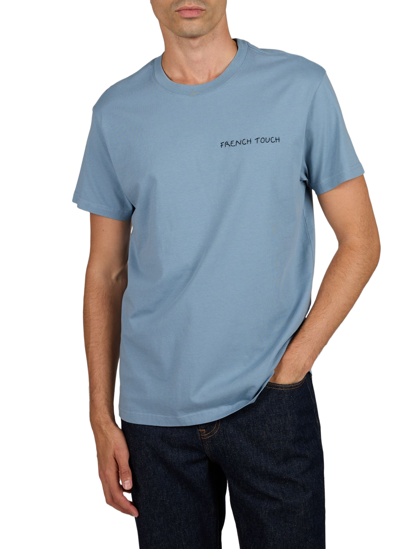 T-Shirt Popincourt mit "French Touch" Stickerei aus Baumwolle MAISON LABICHE Blau