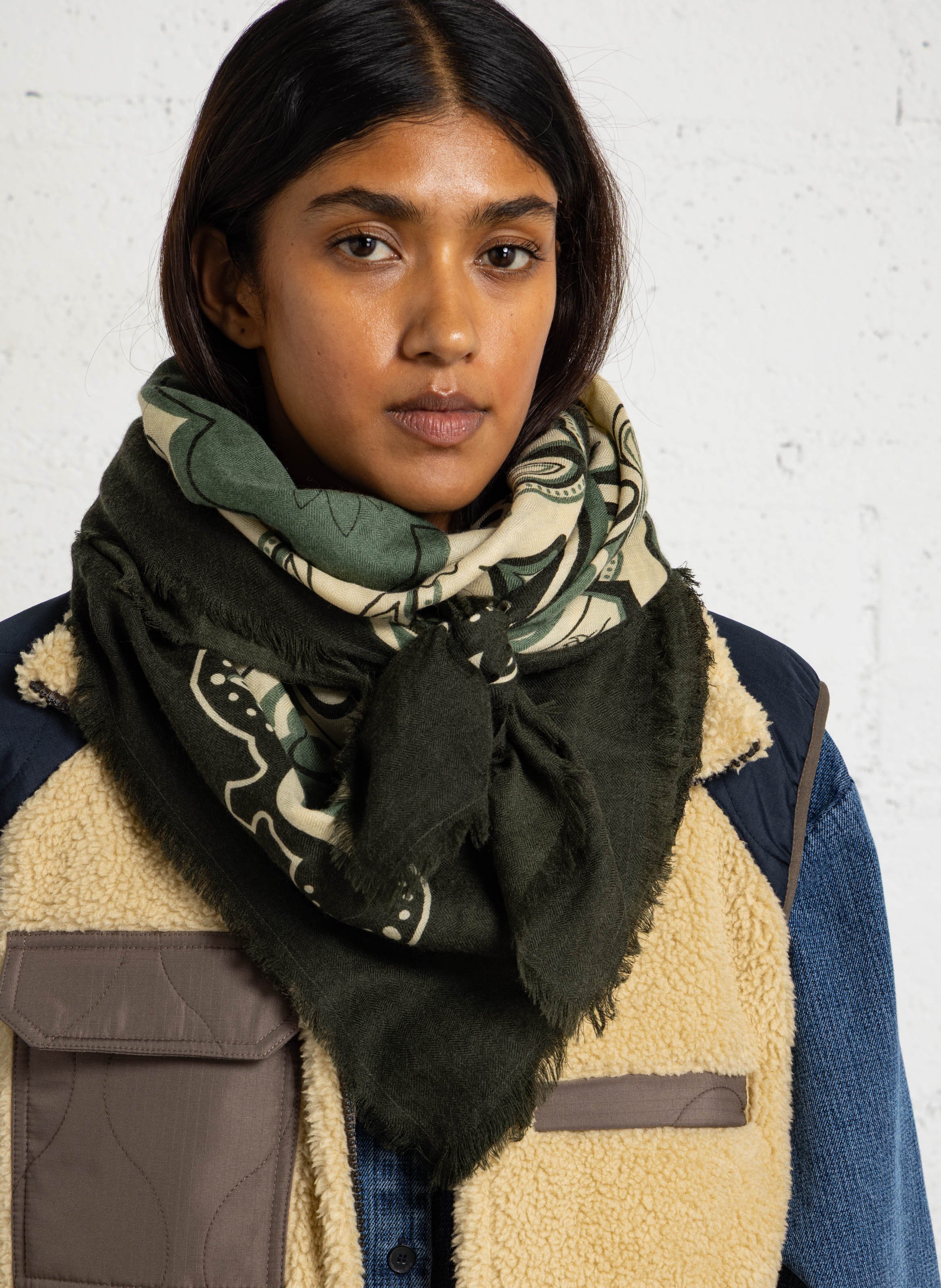 Foulard imprimé en laine remy MAISON 123 Vert