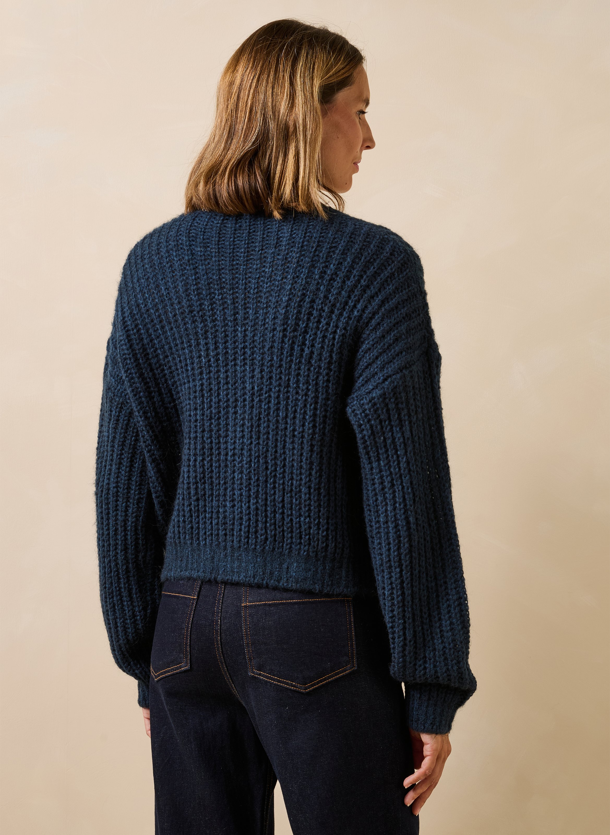 Ruimvallend vest met iriserende strepen LA FEE MARABOUTEE Blauw