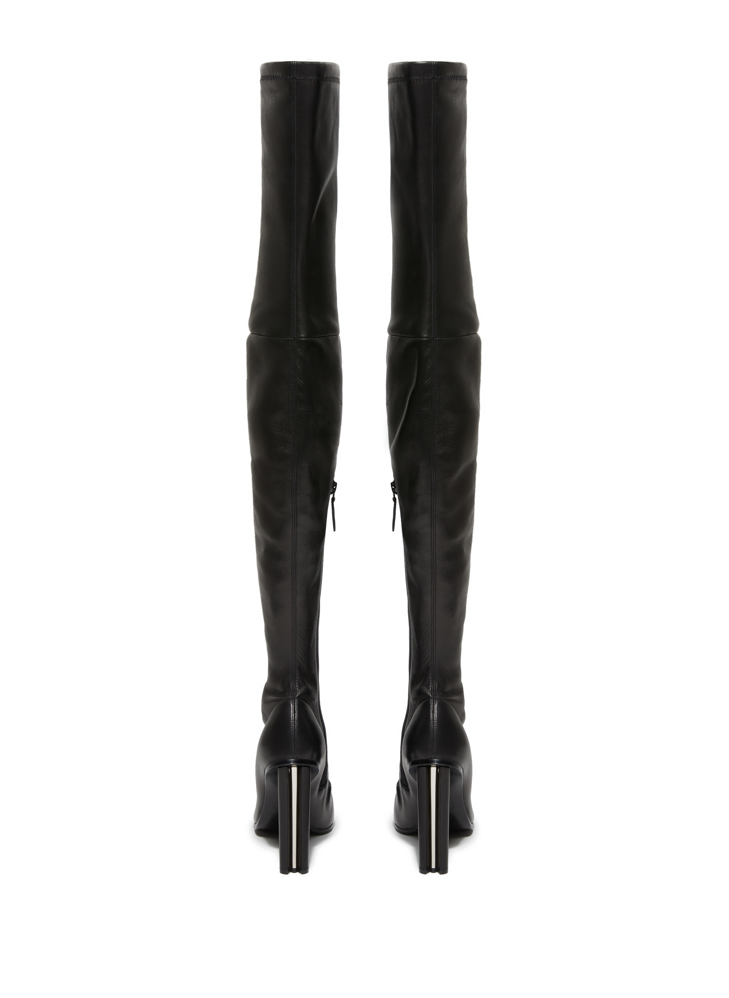 Peak leather over-the-knee boots ALEXANDER MCQUEEN Black