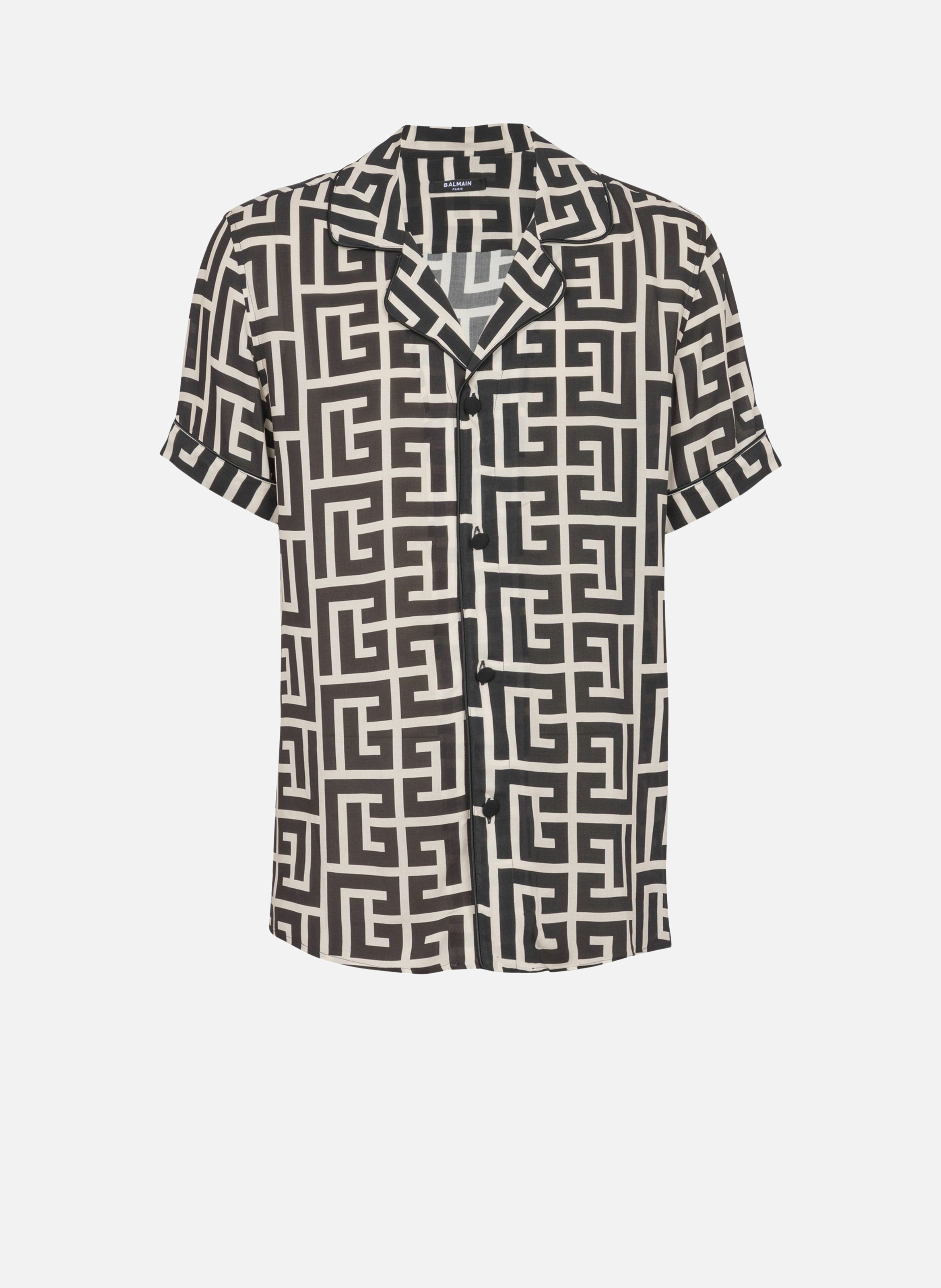 Chemise pyjama imprimée monogrammée BALMAIN Noir