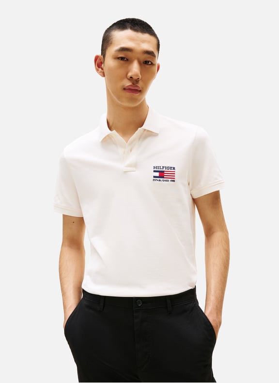 Cotton-blend polo shirt Beige by TOMMY HILFIGER TOMMY HILFIGER Cotton-blend polo shirt Beige