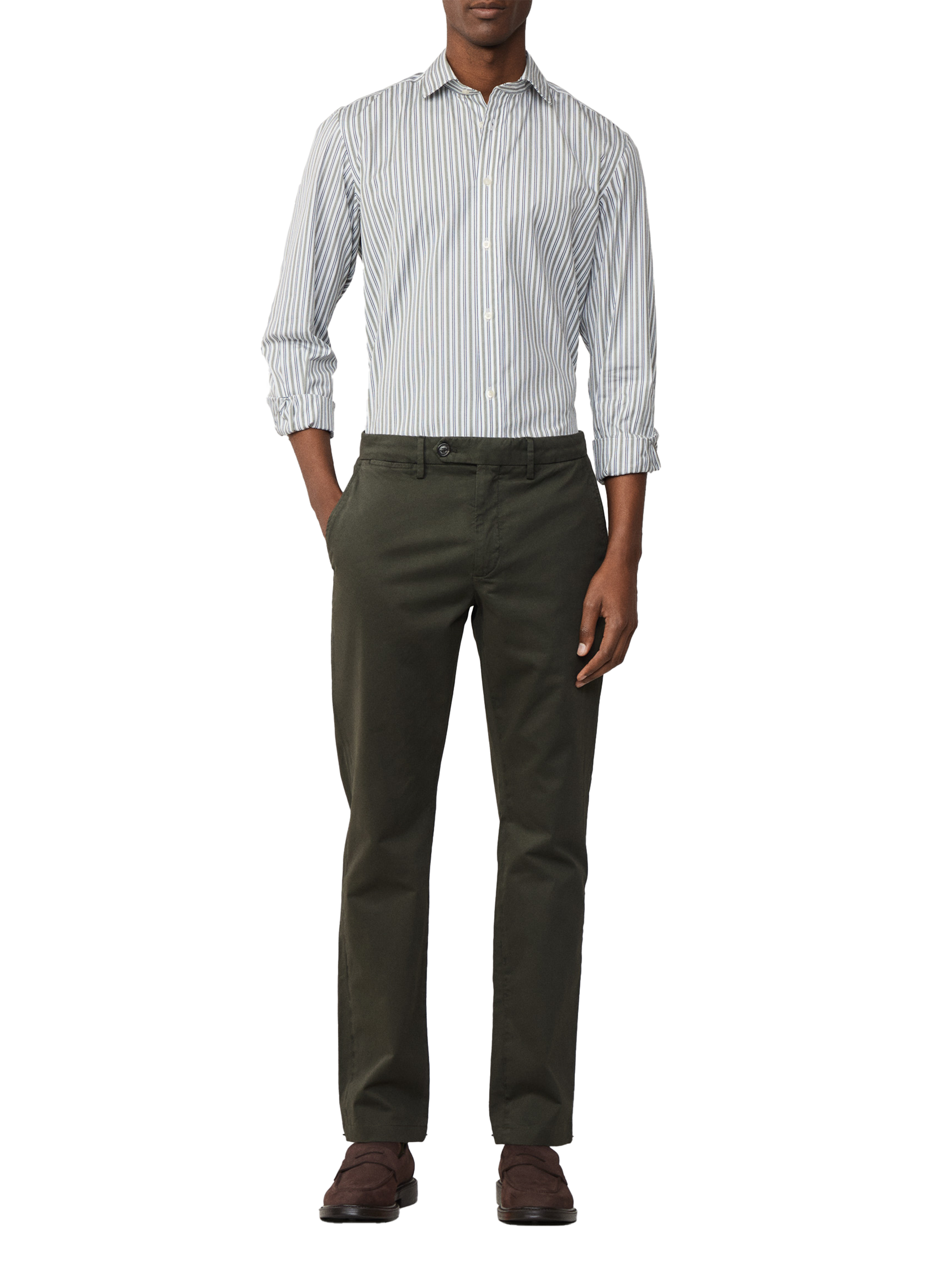Cotton and linen chino trousers FACONNABLE Khaki