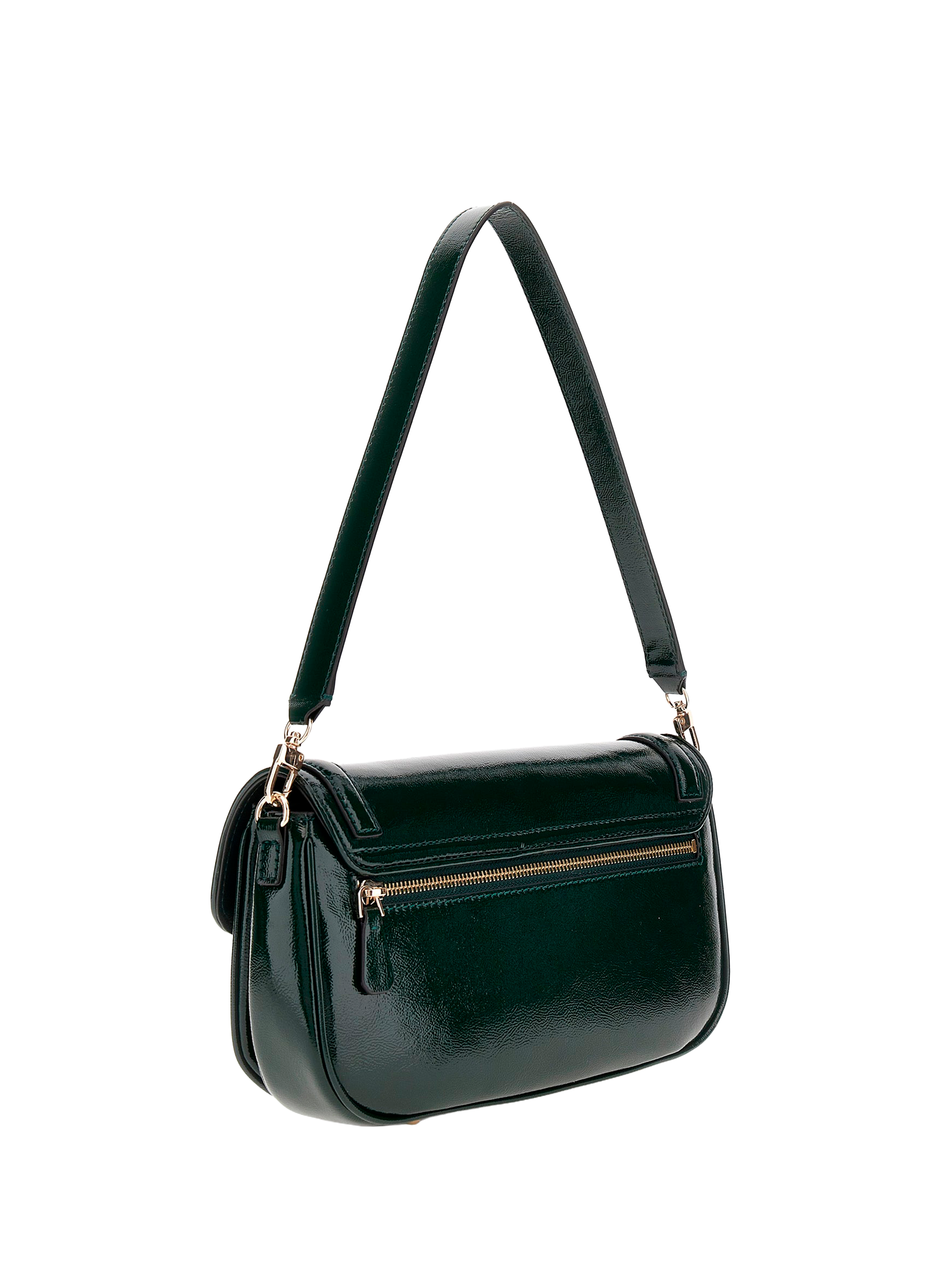 Patent shoulder bag GUESS Green