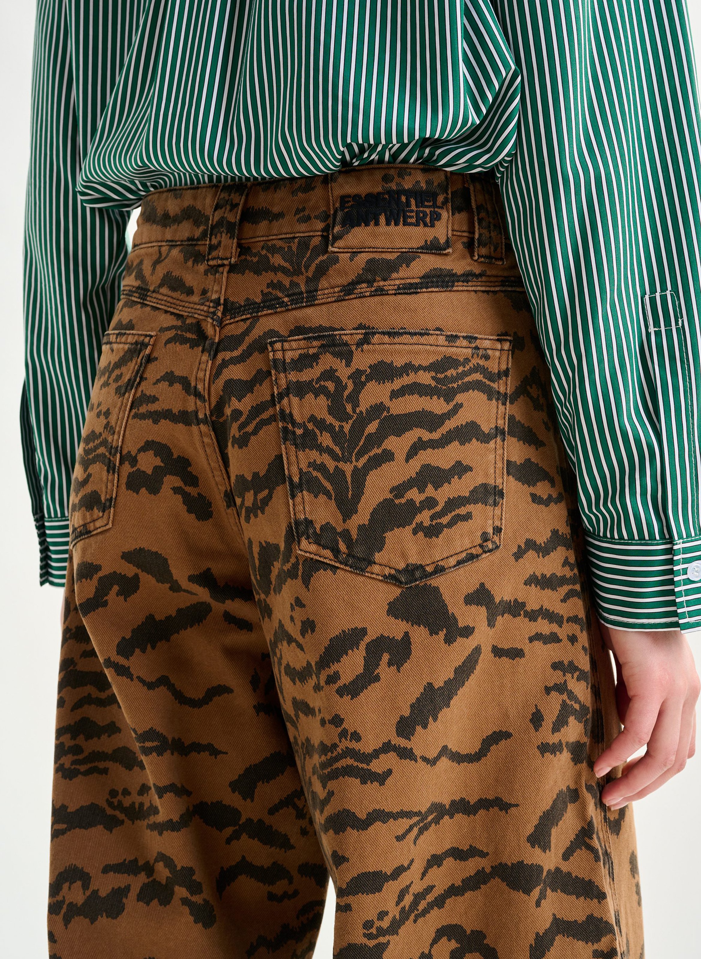 Pantalon large en coton impeccable ESSENTIEL ANTWERP Marron