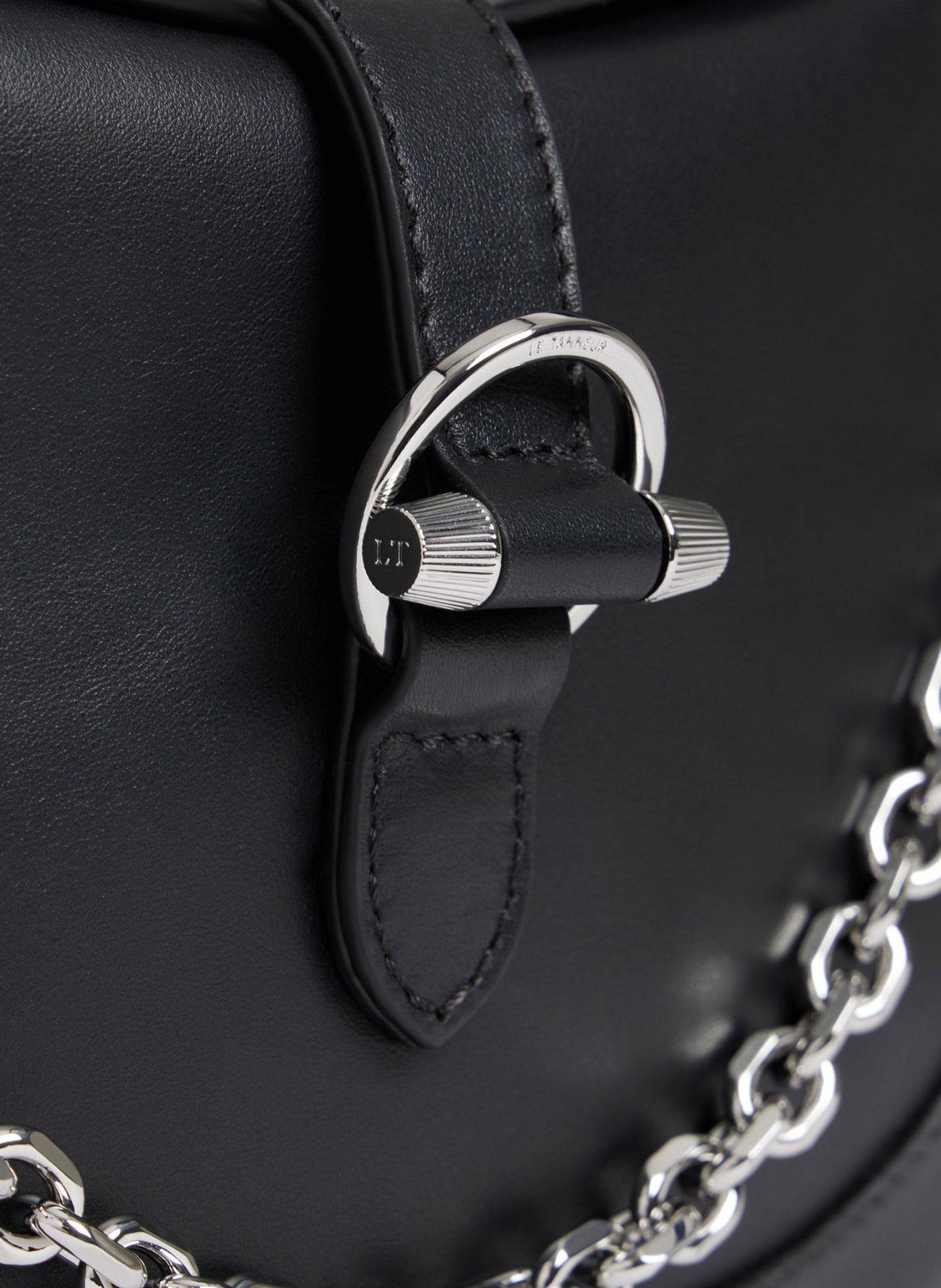 Petit sac bandoulière pia en cuir lisse LE TANNEUR Noir