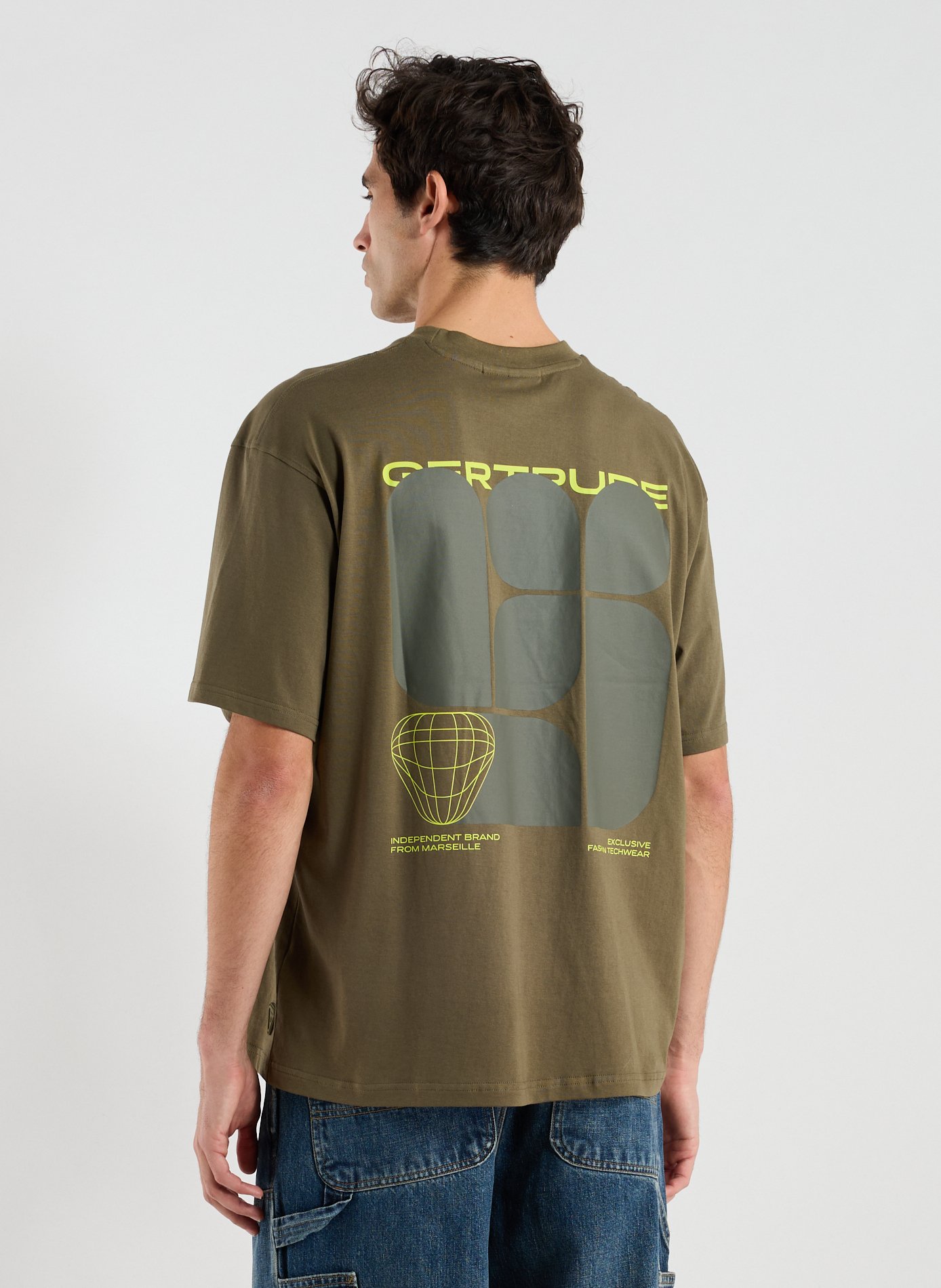 Biker-style cotton t-shirt GERTRUDE ET GASTON Khaki