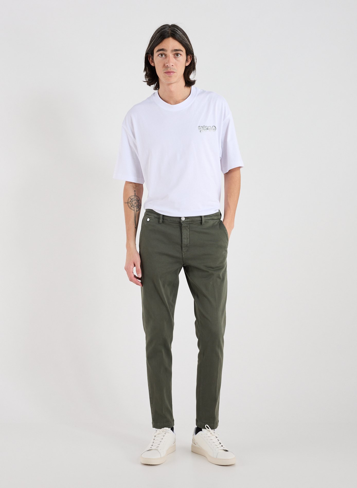 Jeans slim uni en coton mélangé  REPLAY Kaki