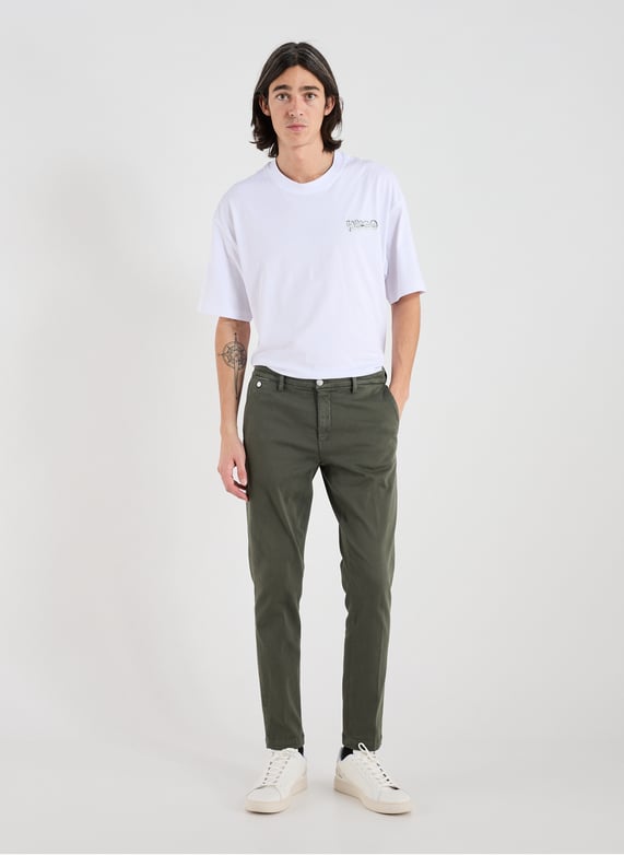 Jeans slim uni en coton mélangé  | Kaki by REPLAY Jeans slim uni en coton mélangé  Kaki