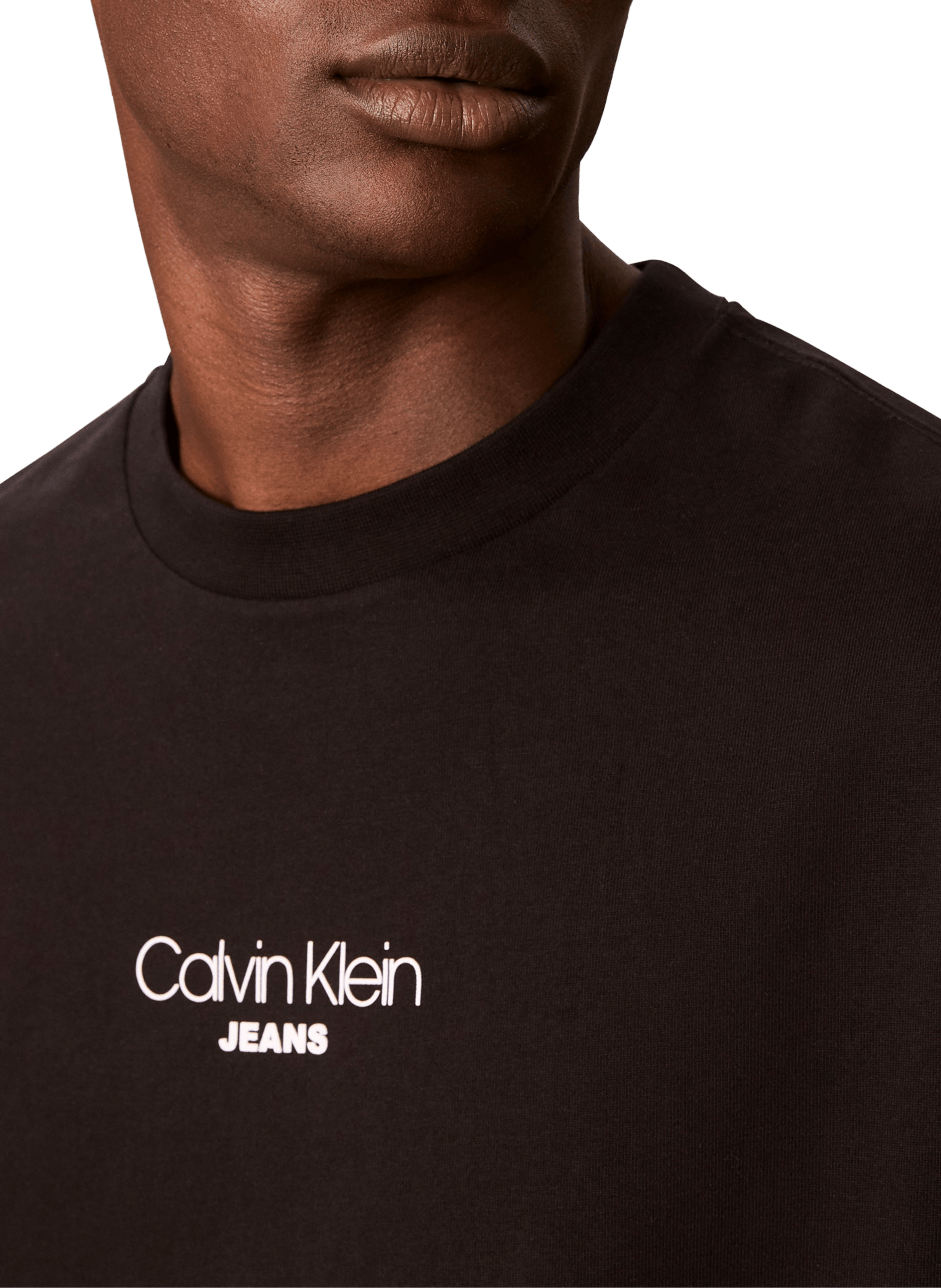 T-shirt droit à logo en coton CALVIN KLEIN Noir