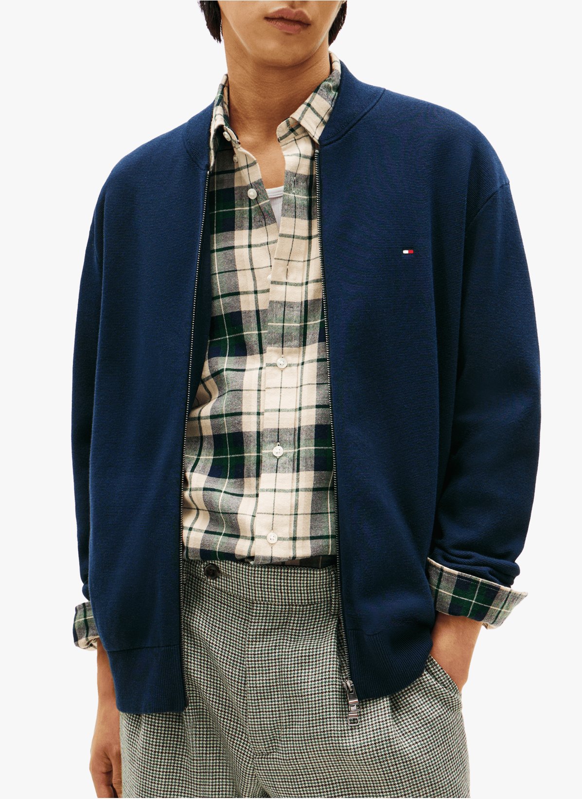 Gilet col montant zipé en coton mélangé