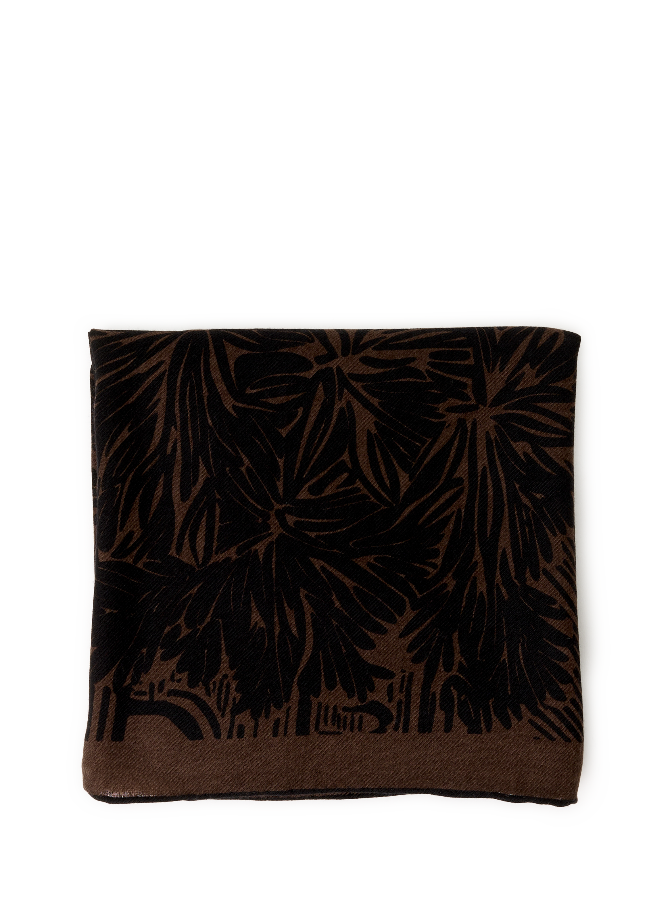 PETRUSSE Foulard imprimé floral en laine Marron