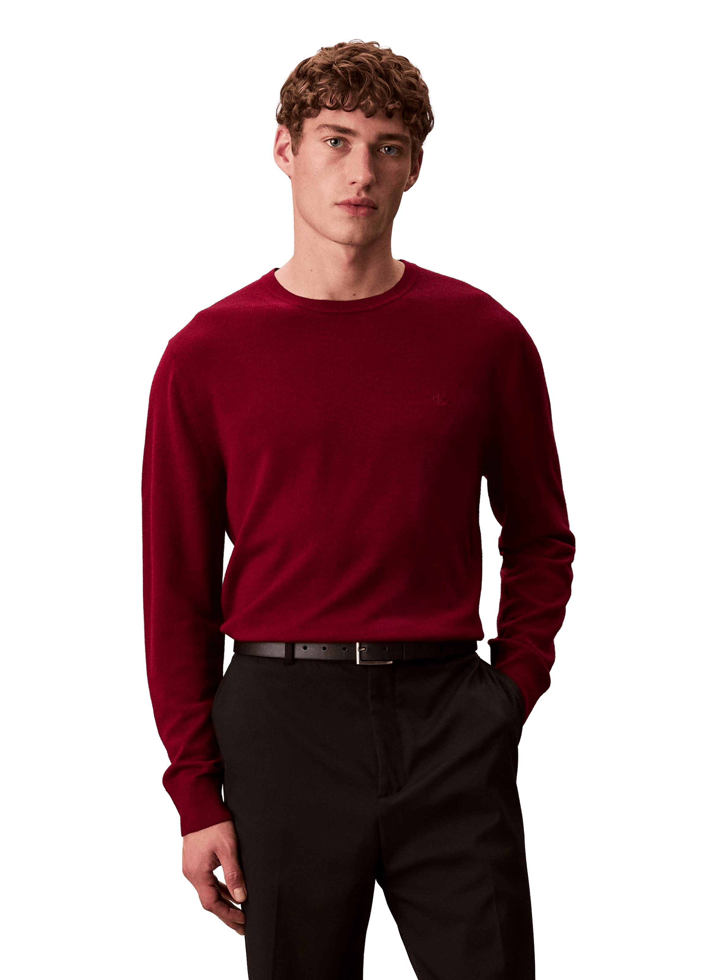 Pull en laine mérinos CALVIN KLEIN Rouge