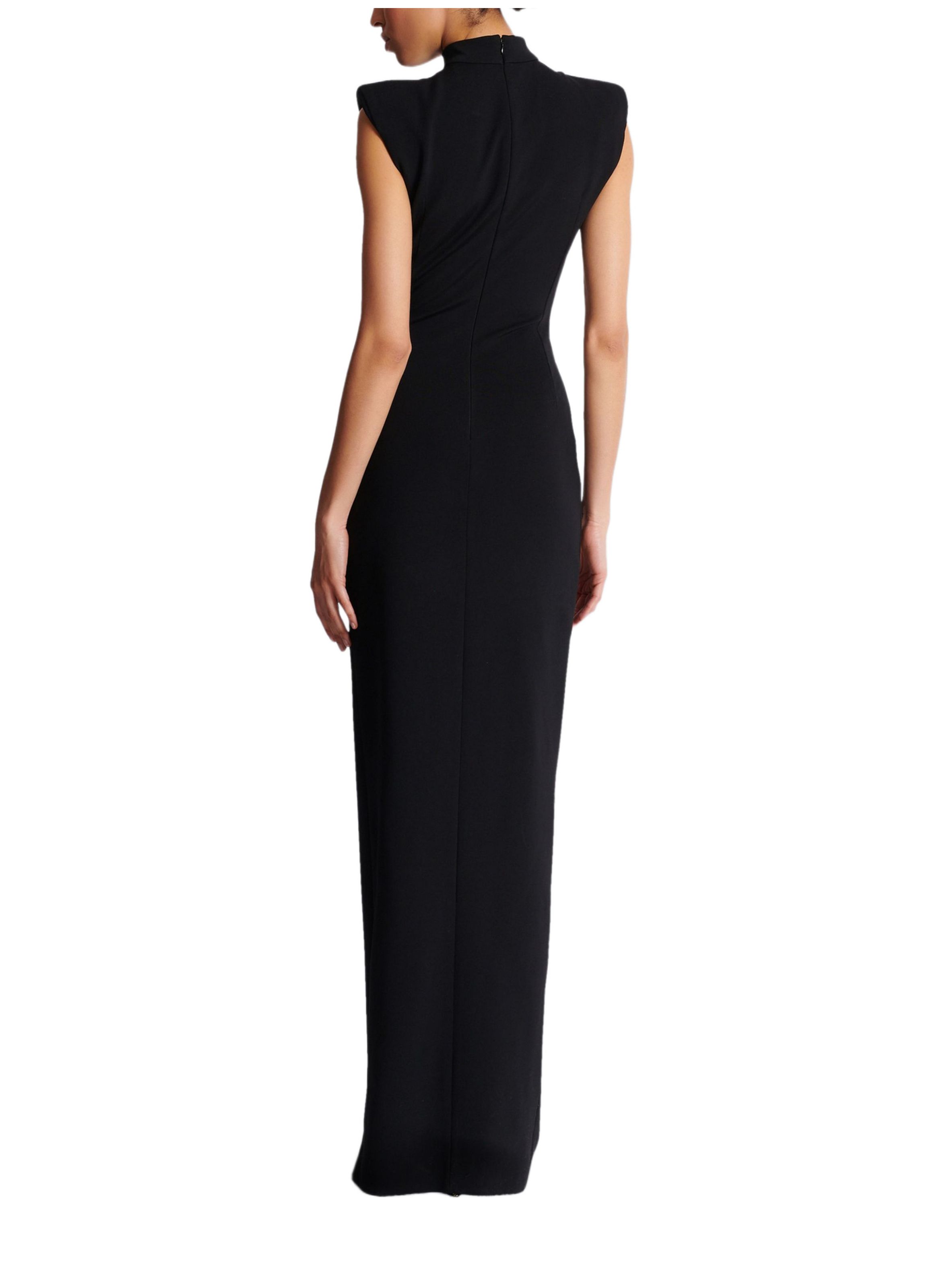 Robe longue fendue en jersey BALMAIN Noir