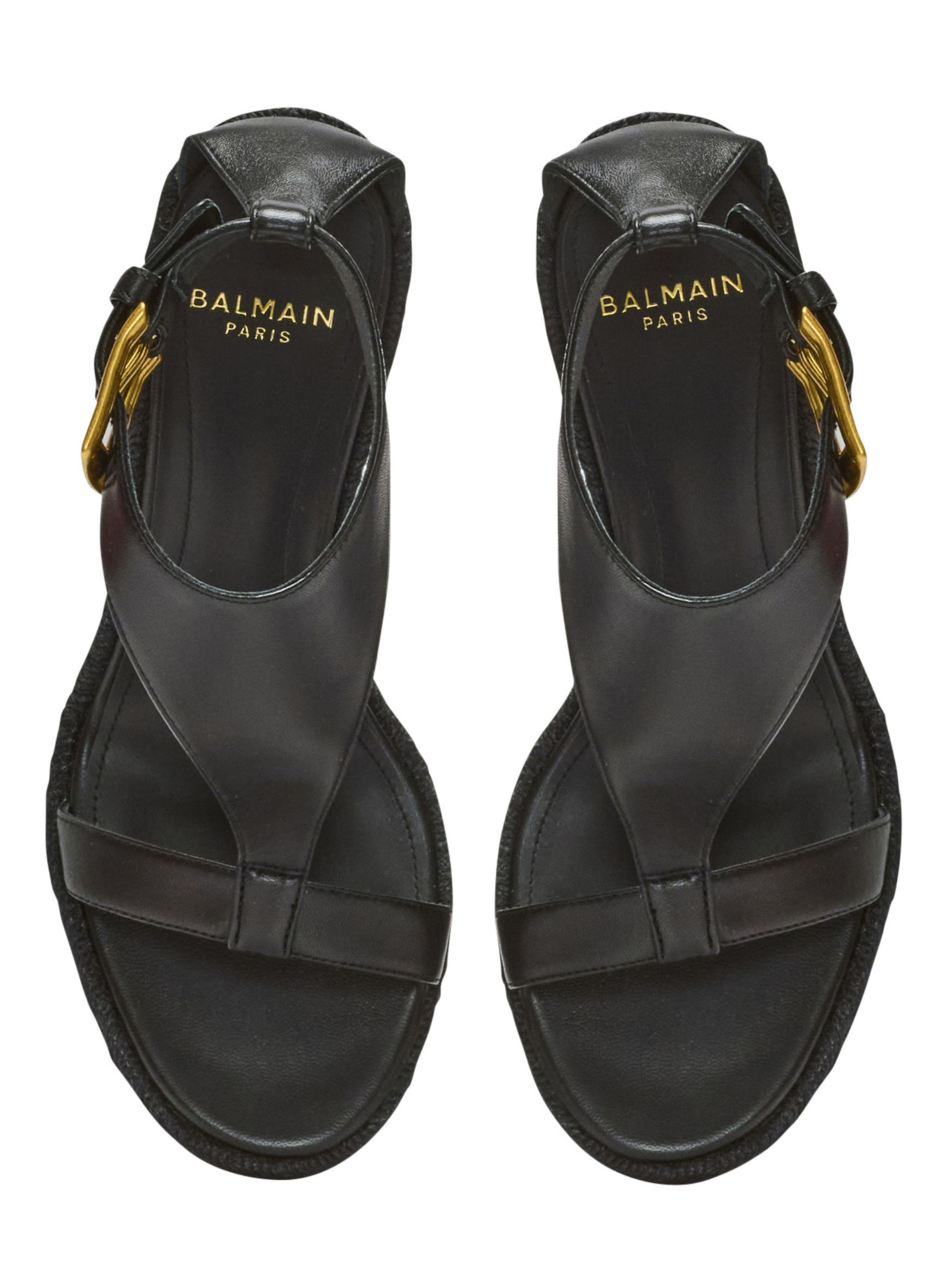 Espadrilles compensées anthem en cuir d’agneau BALMAIN Noir