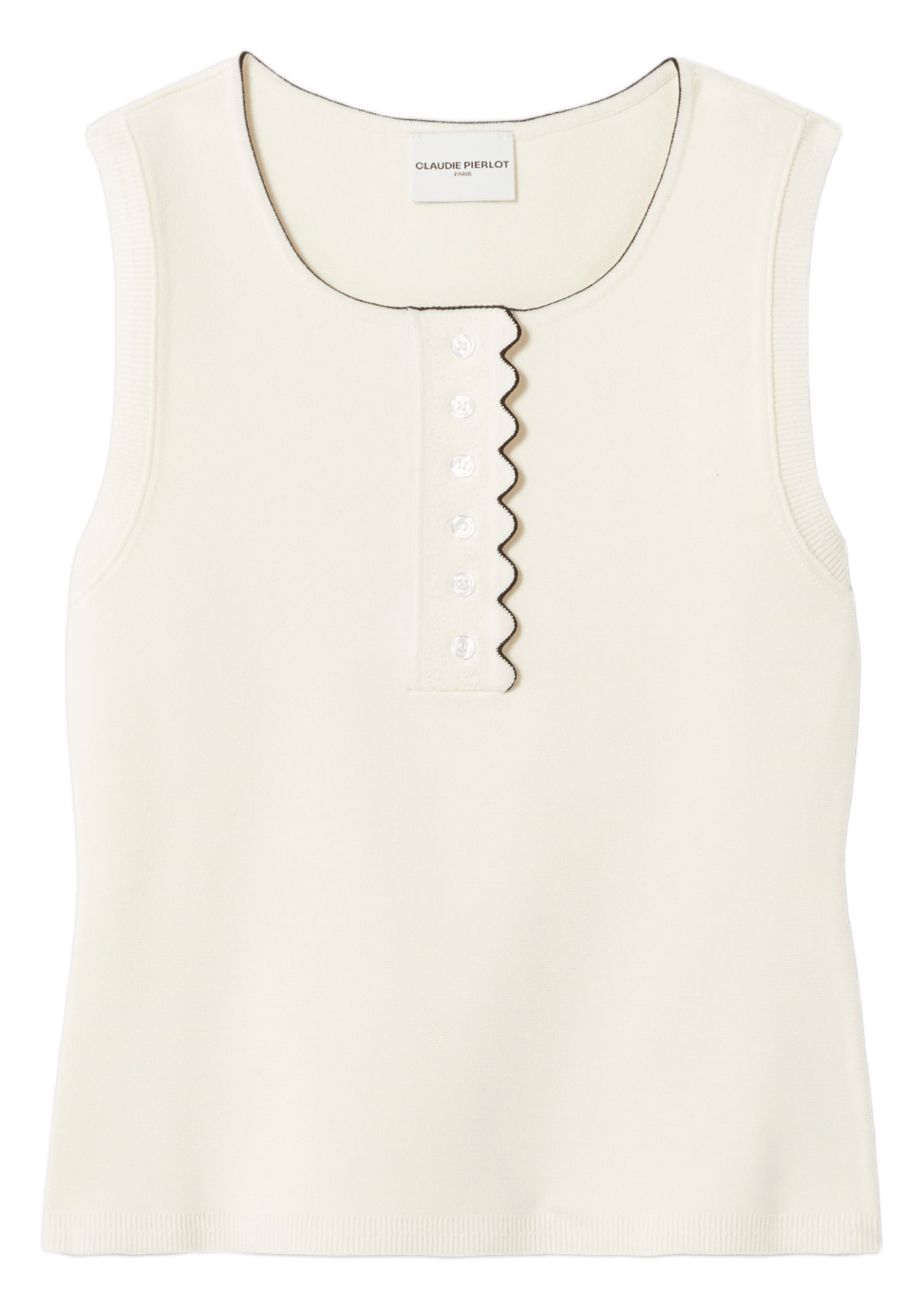 Top droit col rond en maille CLAUDIE PIERLOT Beige