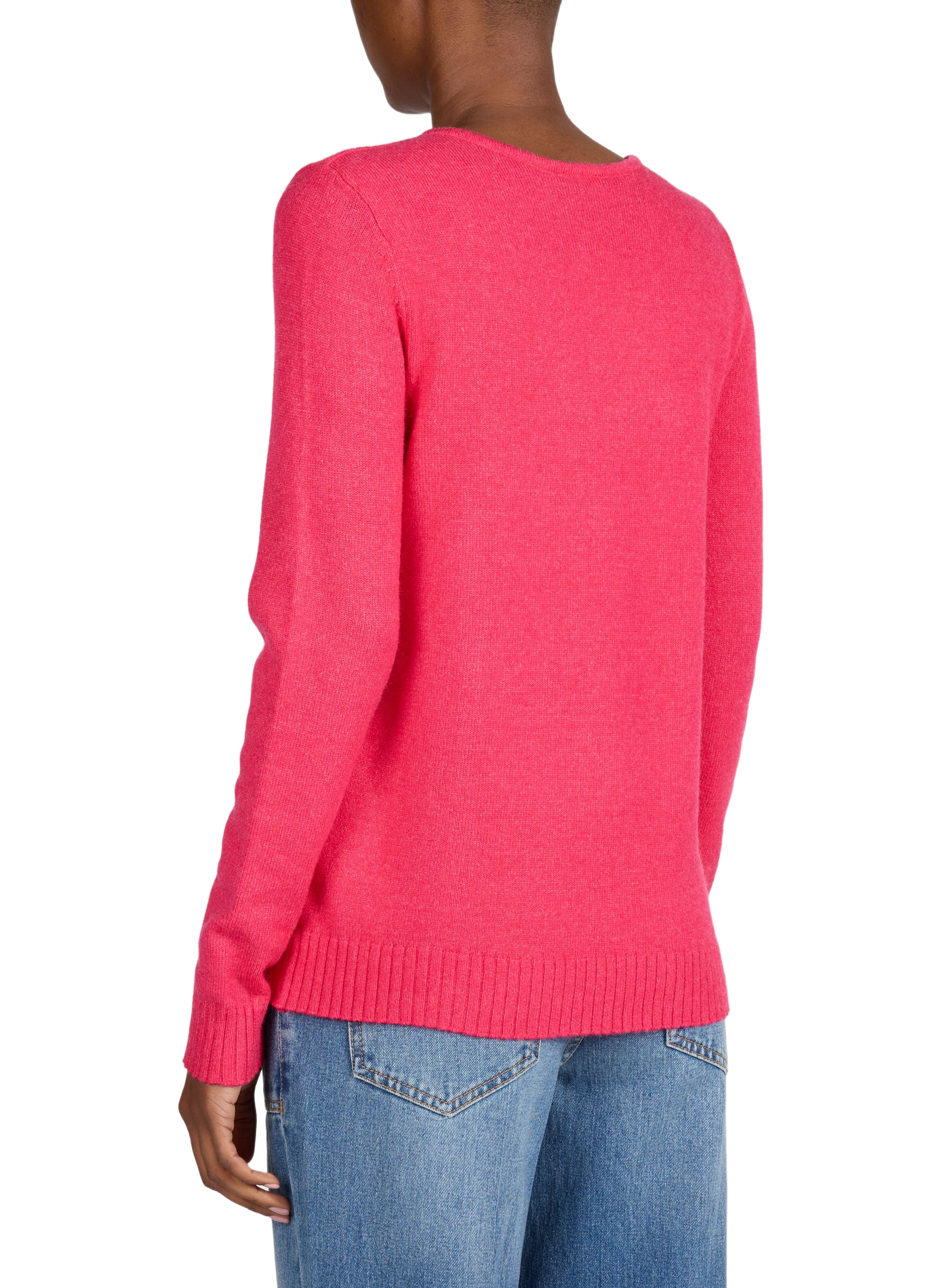 Ribbed V-neck sweater VILA Pink