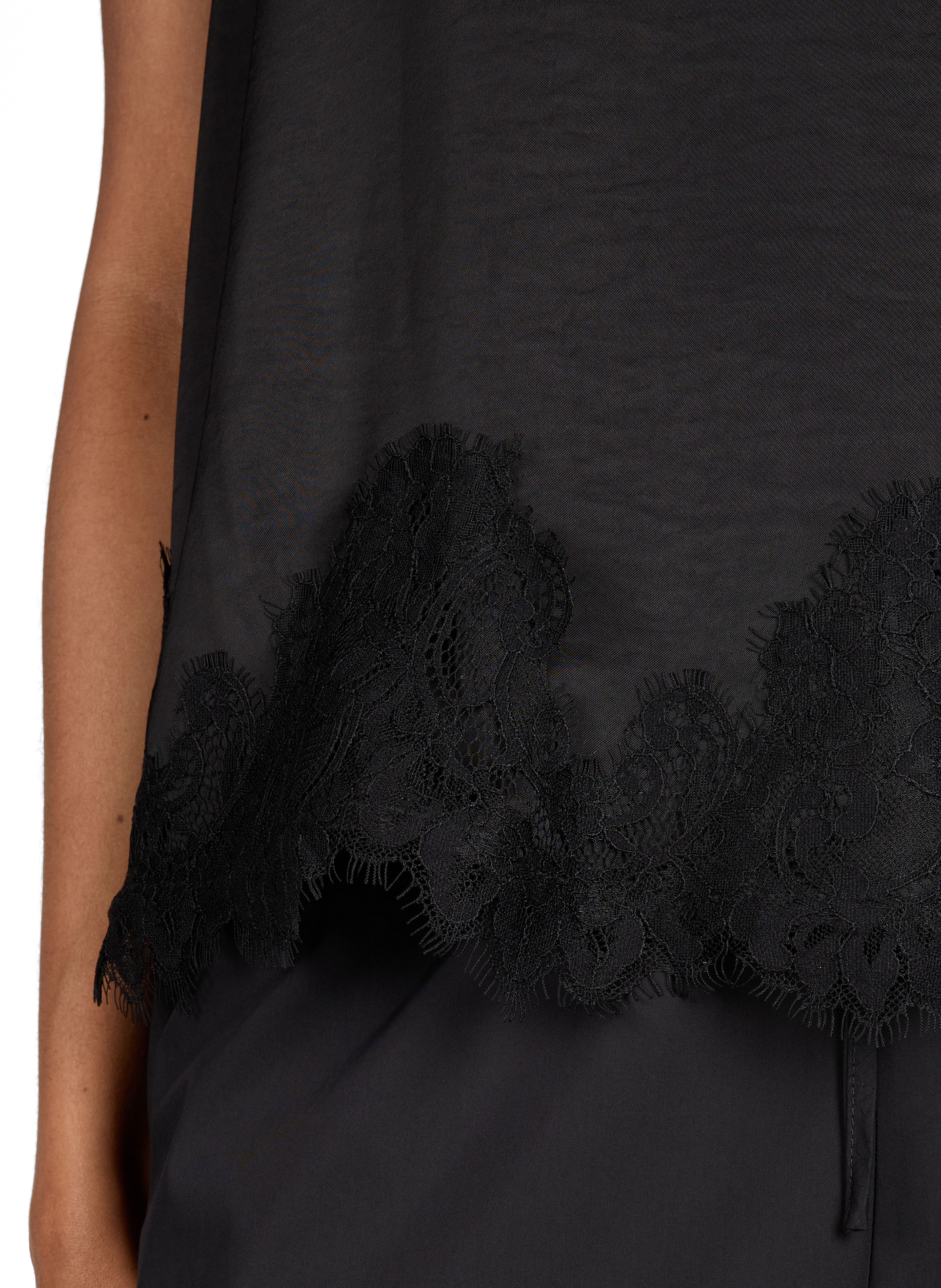 Lace Trim Tank Top OBJECT Black