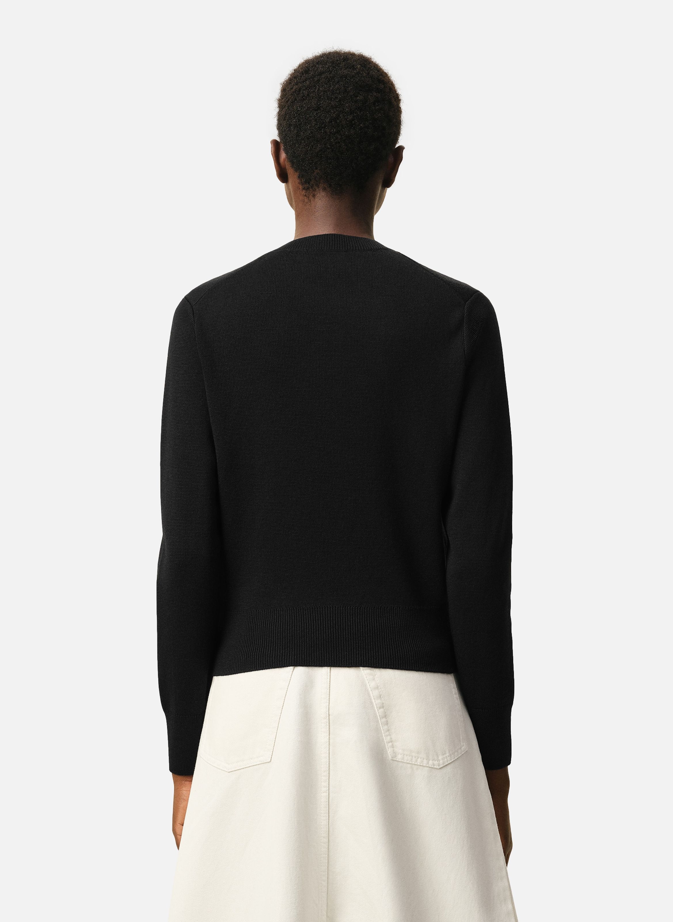 Pull Col Rond Ami De Coeur En Laine AMI PARIS Noir