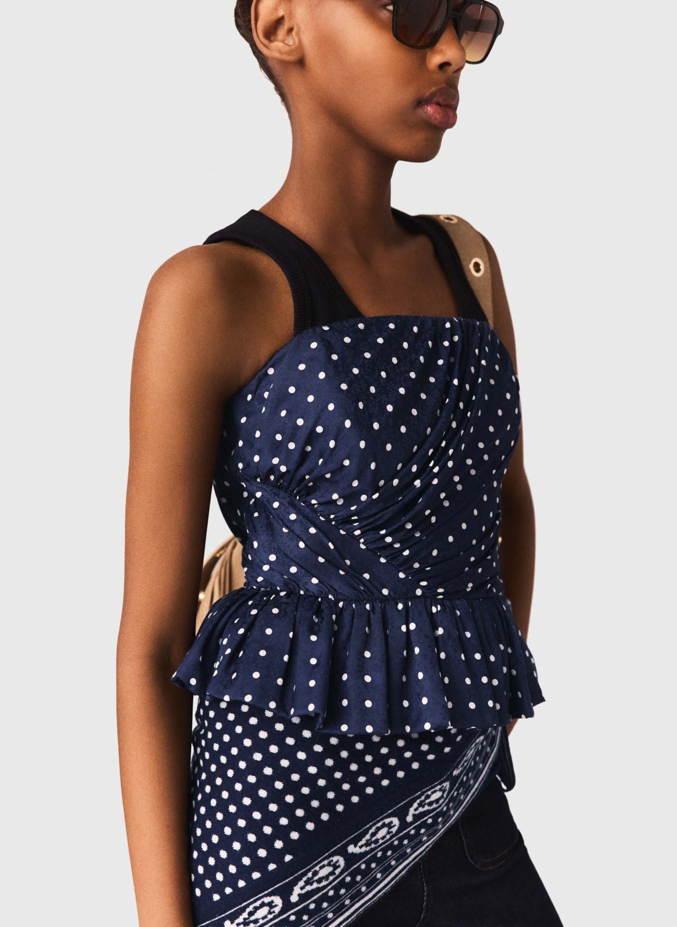 Top bustier à pois MAJE Bleu