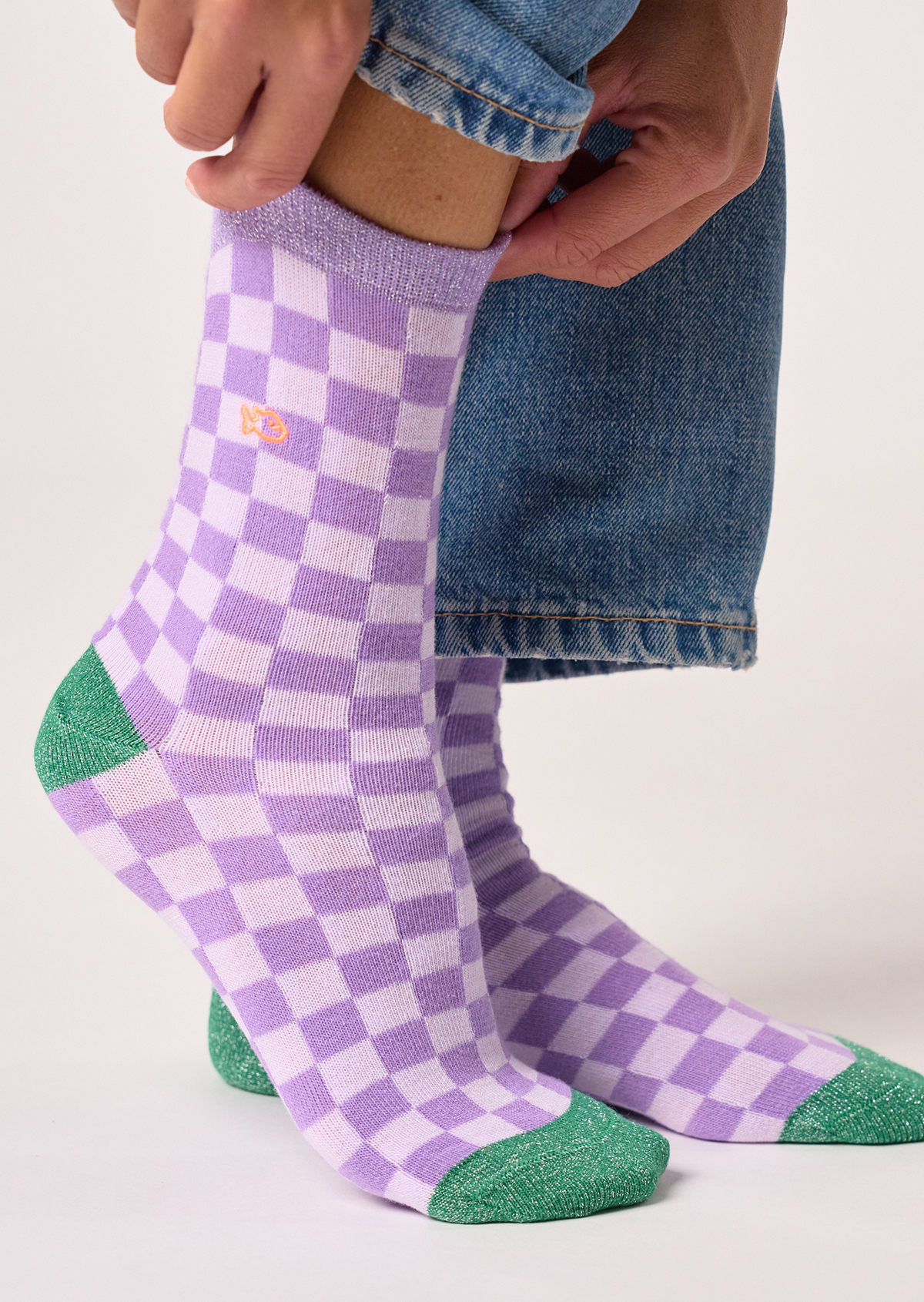 Chaussettes en coton peigné carreaux BILLYBELT Violet