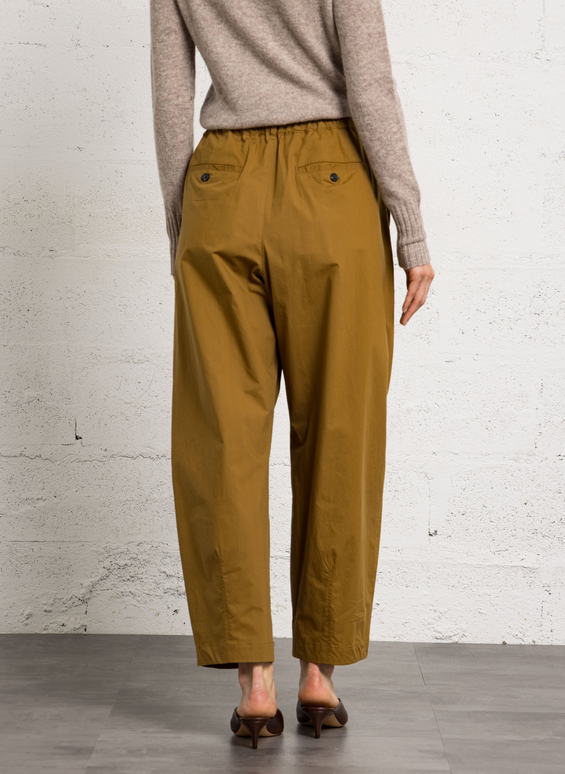 Pantalon large taille haute en coton recyclé vernon SOEUR Marron