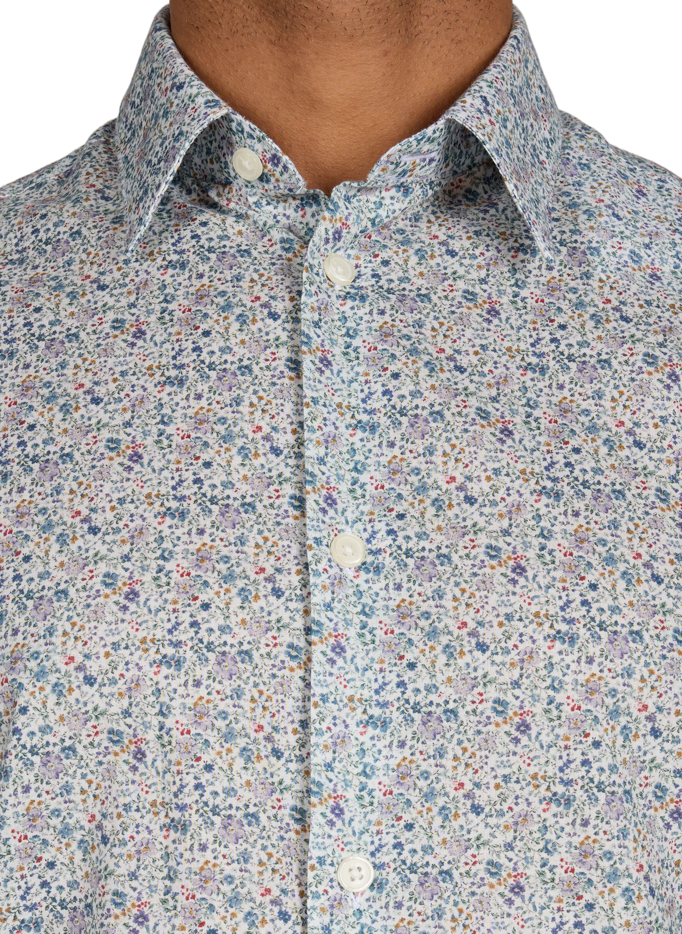 Slim fit shirt with pattern in cotton AU PRINTEMPS PARIS Blue