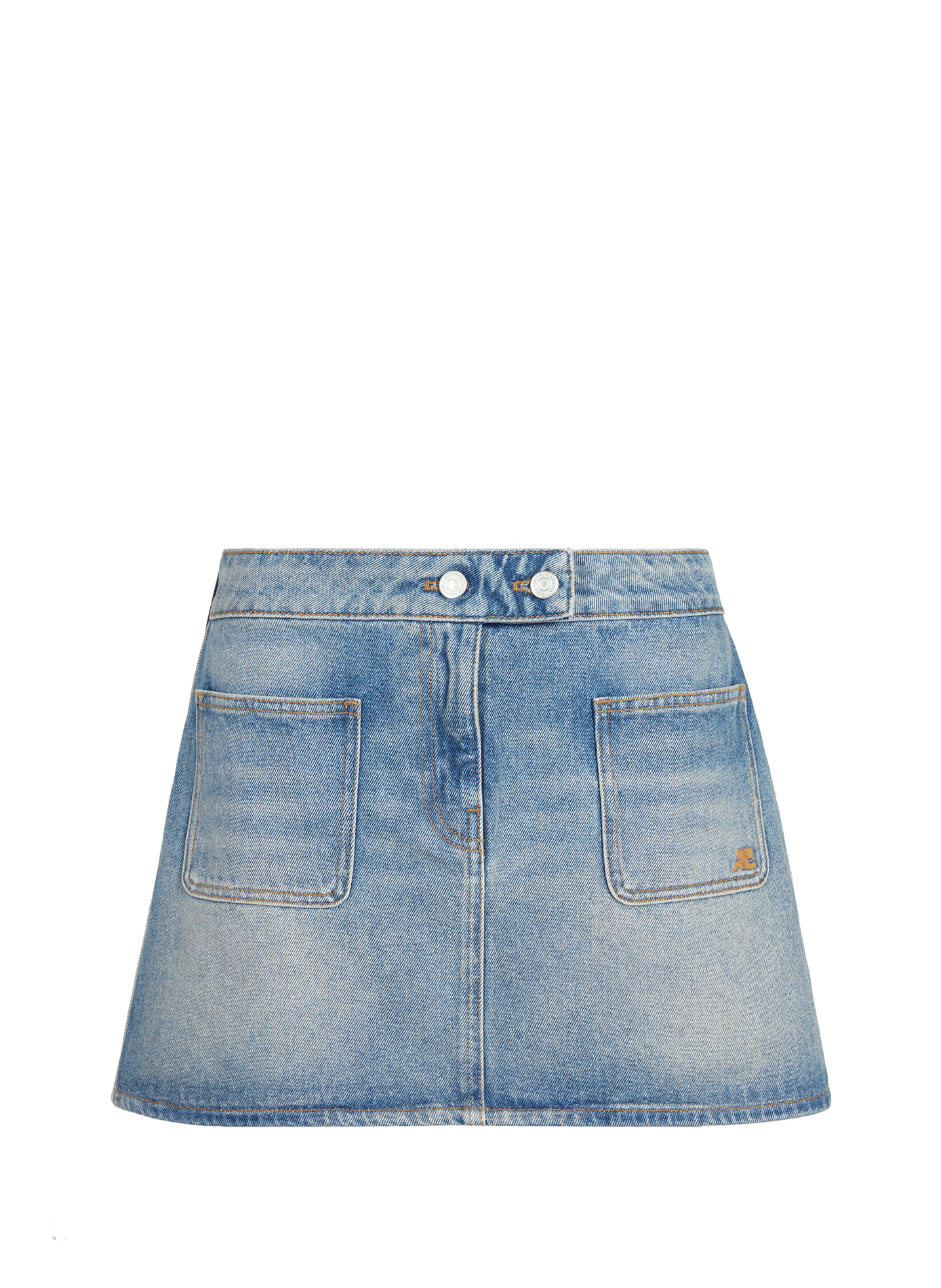 Mini jupe en denim de coton COURRÈGES Bleu