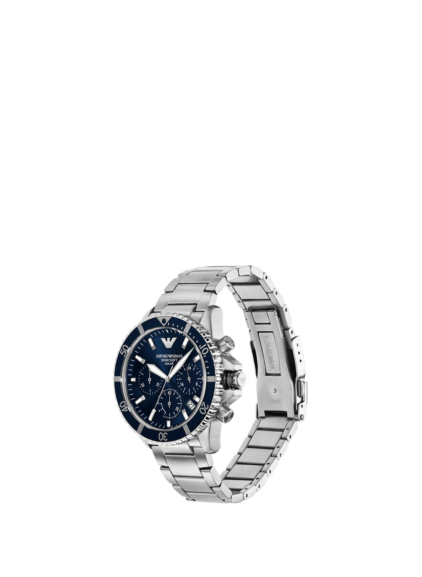Montre quartz World Explorer en acier inoxydable ARMANI MONTRES Bleu