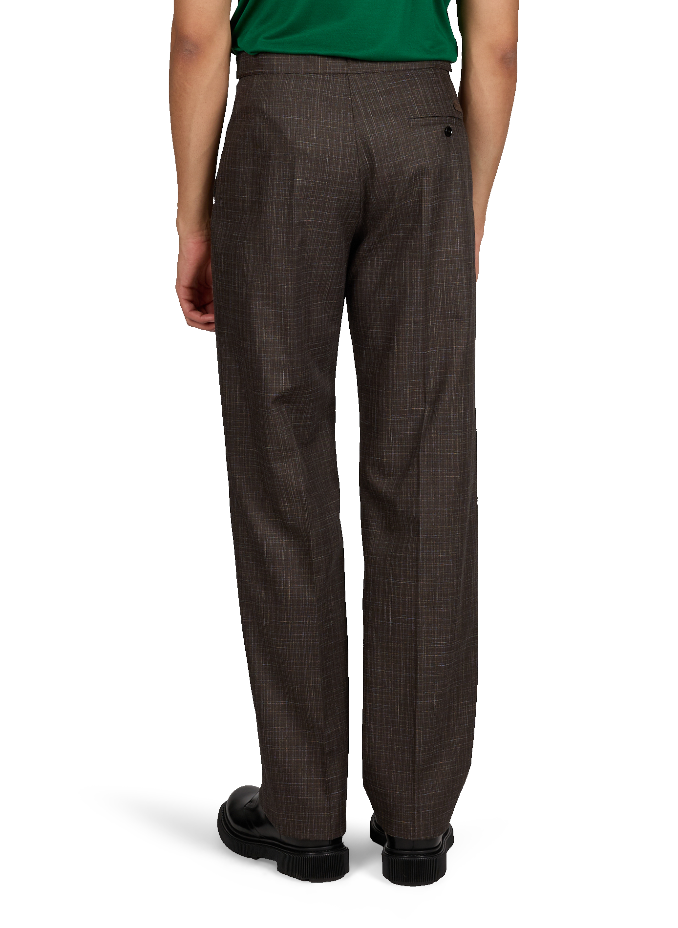 Pantalon à carreaux en coton et laine mélangés LACOSTE Marron