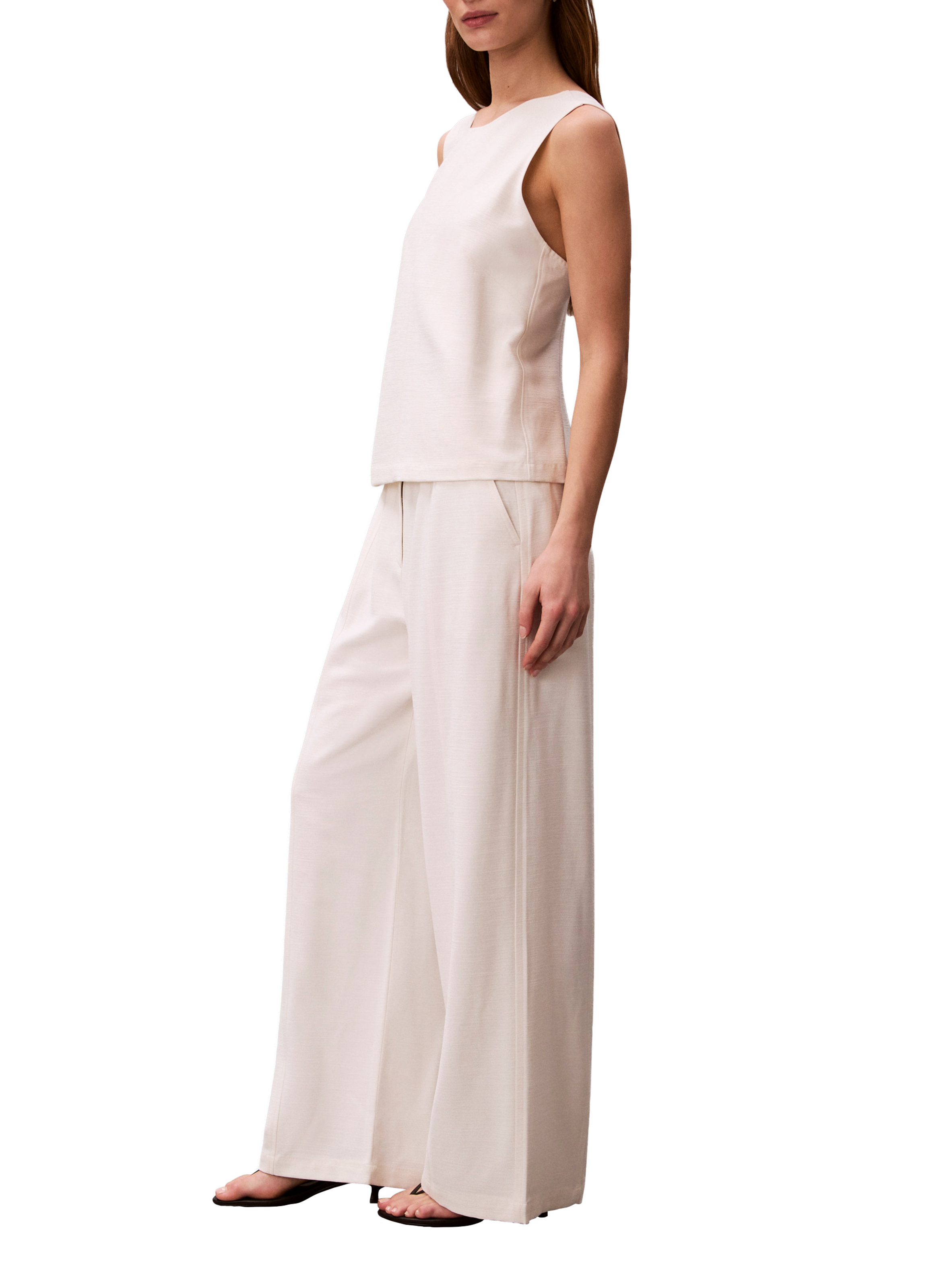 Pantalon texturé brillant avec coutures plates CALVIN KLEIN Beige