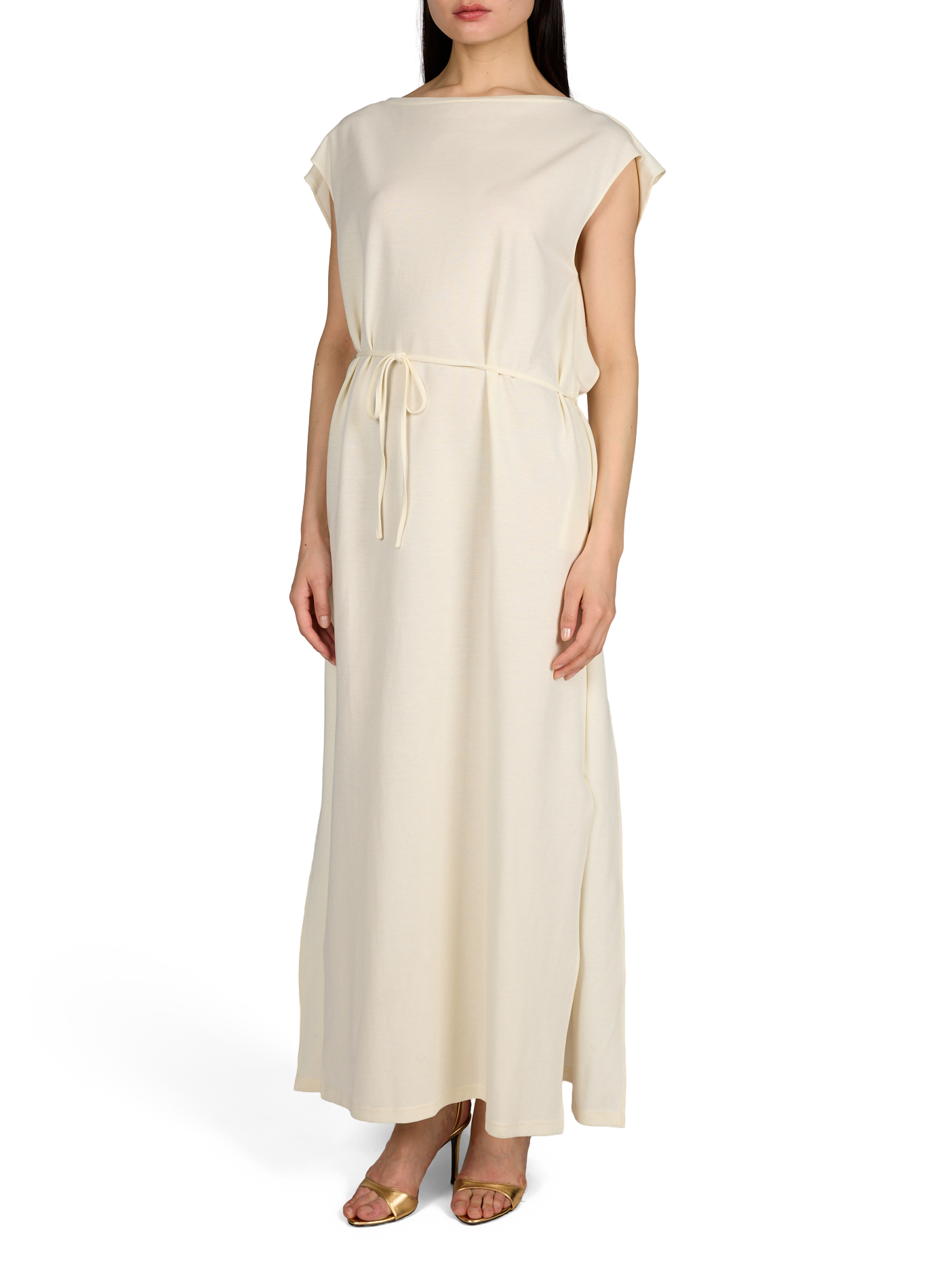 Robe longue col carré en coton mélangé VIKTORIA CHAN Beige