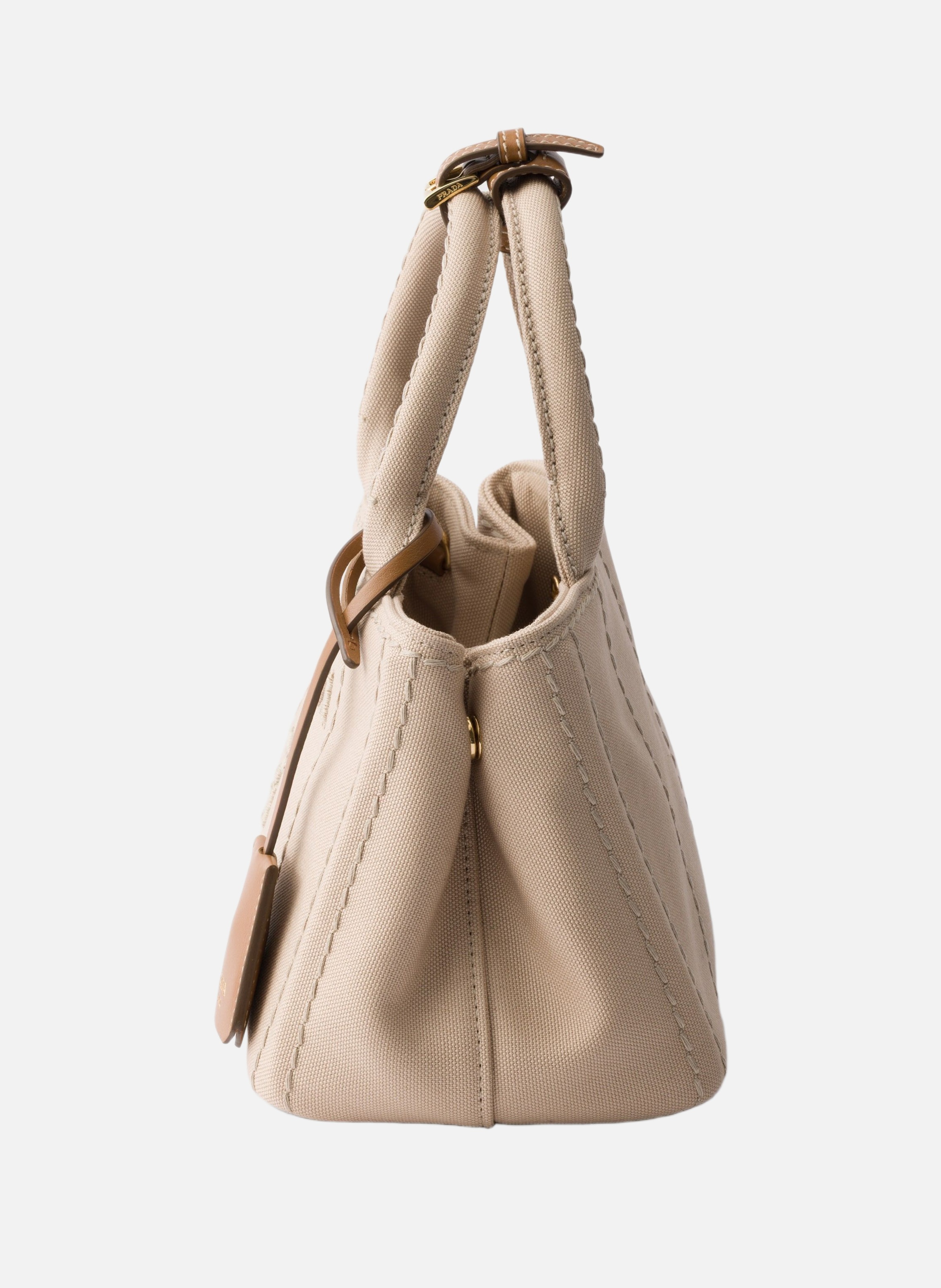 Mini sac prada jardinière en toile de coton PRADA Beige