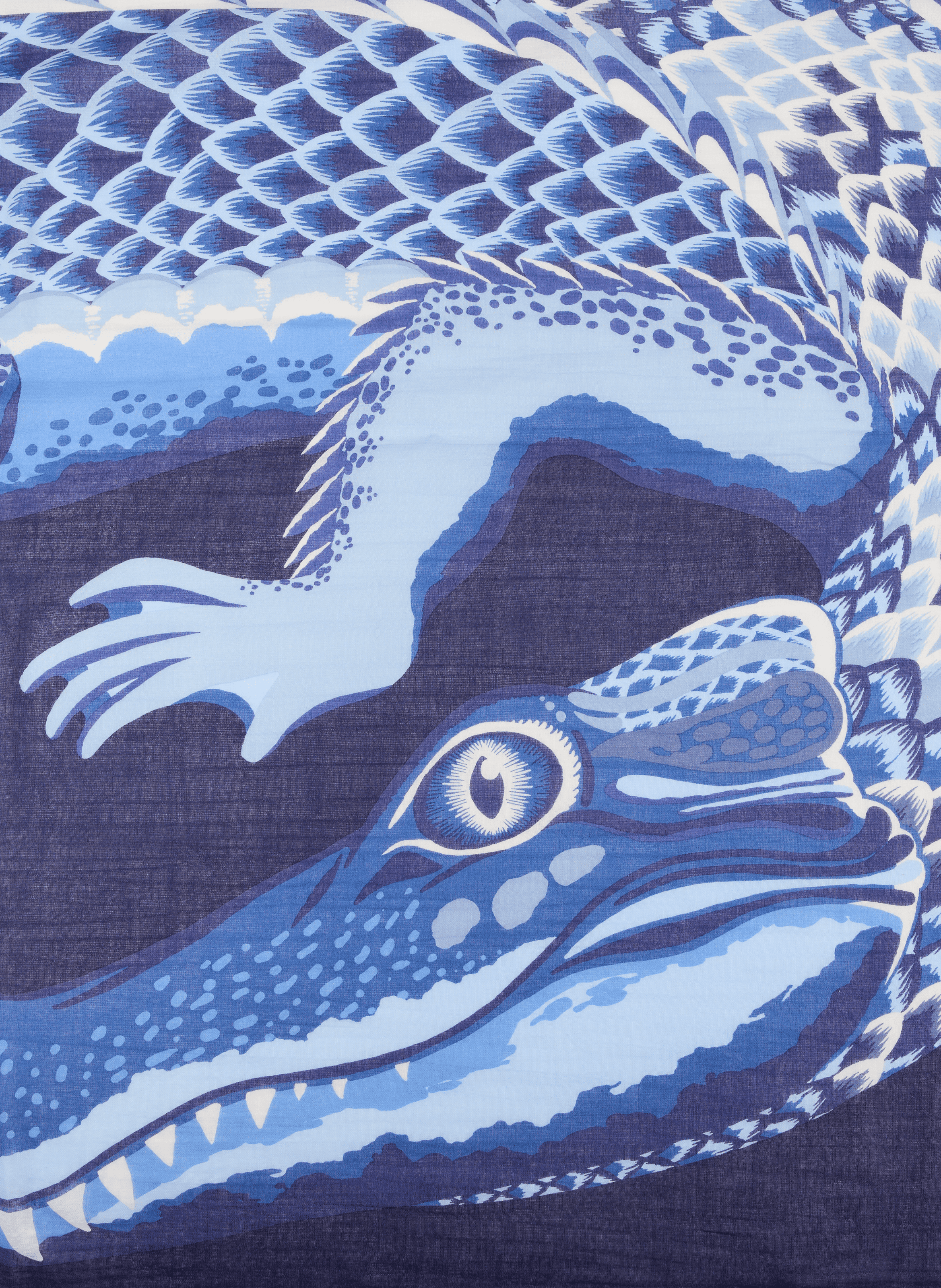 Printed Croco Scarf in cotton INOUI EDITIONS Blue