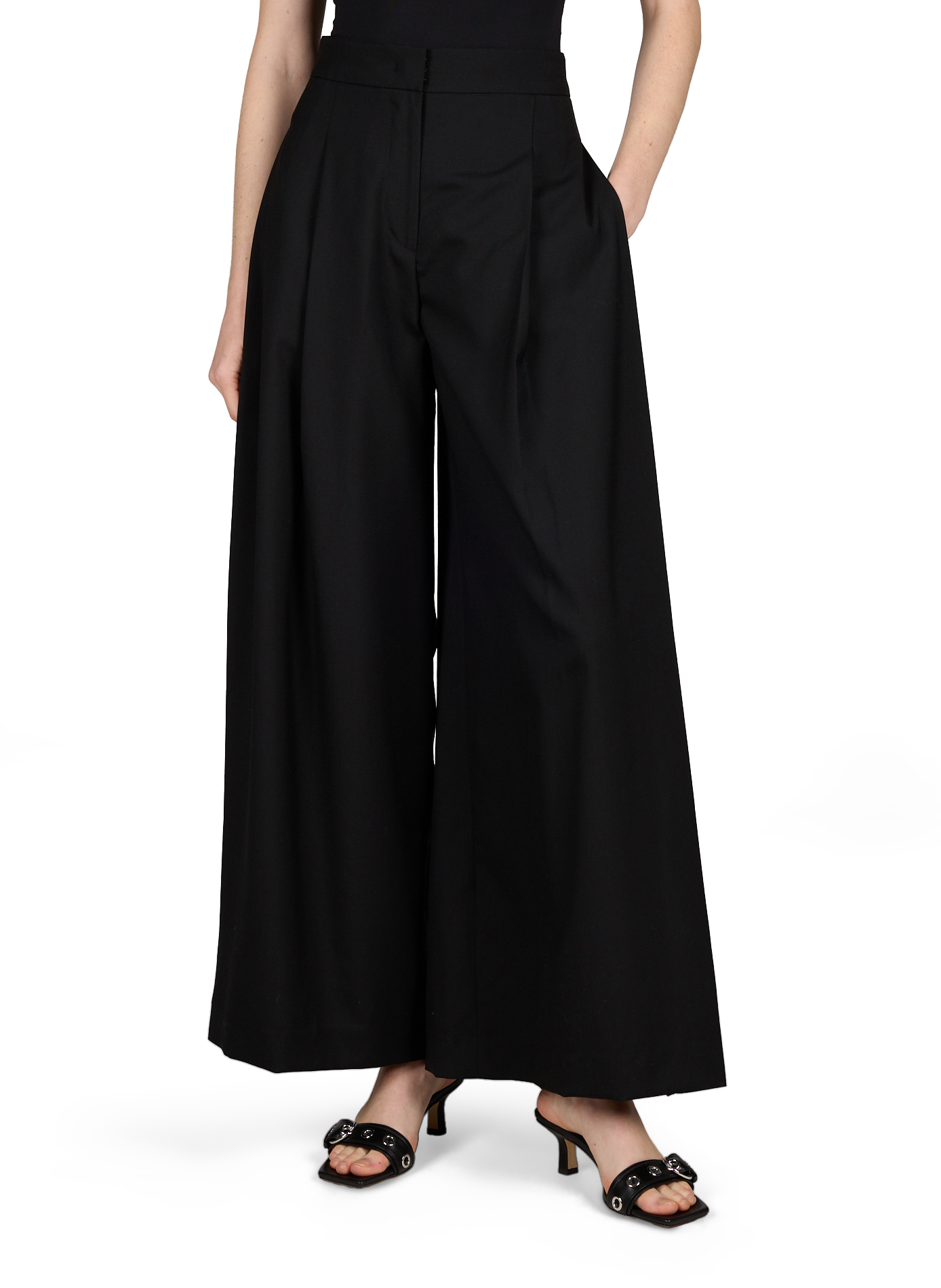 Pantalón Matian con pliegues de lana R2W Negro