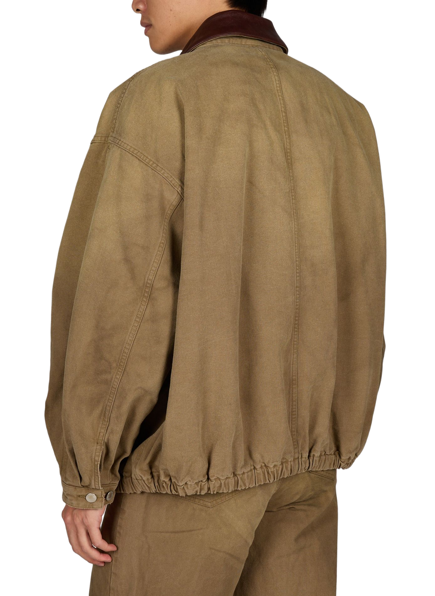 Giacca in cotone con dettagli in pelle SSSTEIN Kaki