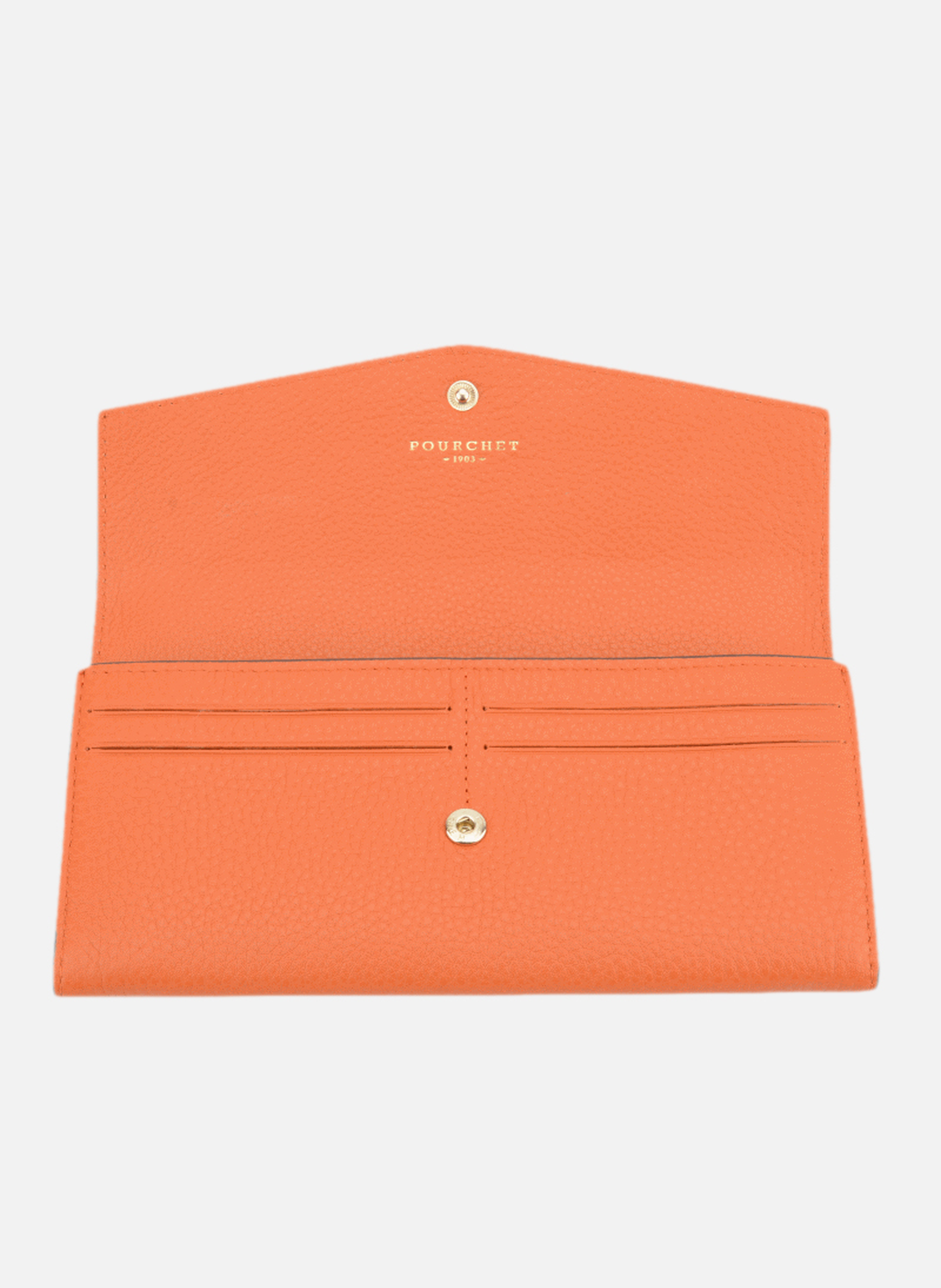 Club | porte-monnaie gm en cuir de veau | Orange POURCHET Femme
