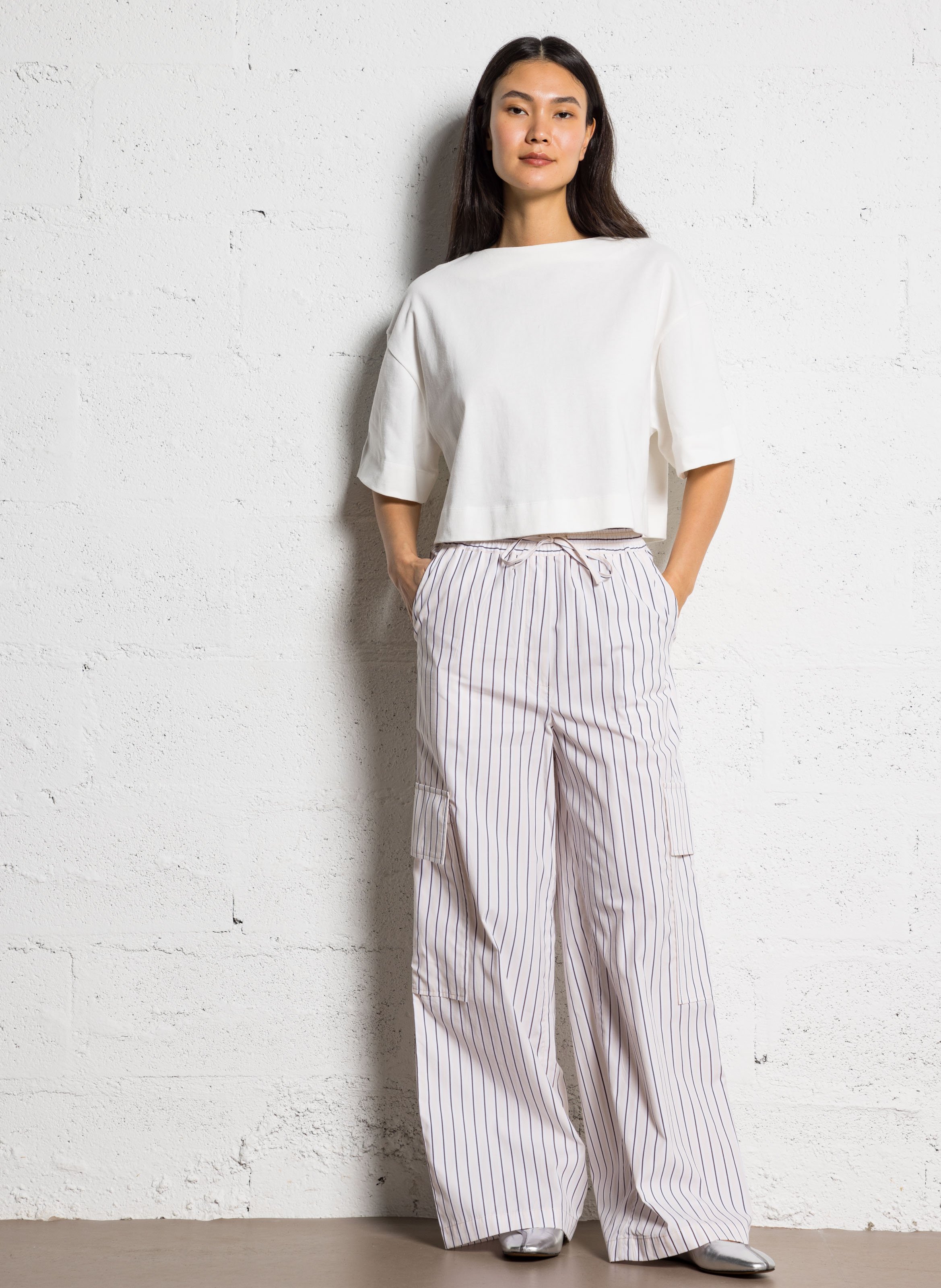 Tee-shirt col bateau en coton bio davina SOEUR Blanc