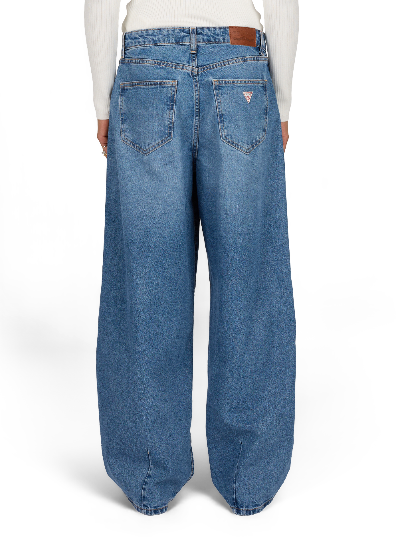Mixed cotton barrel jeans GUESS Blue