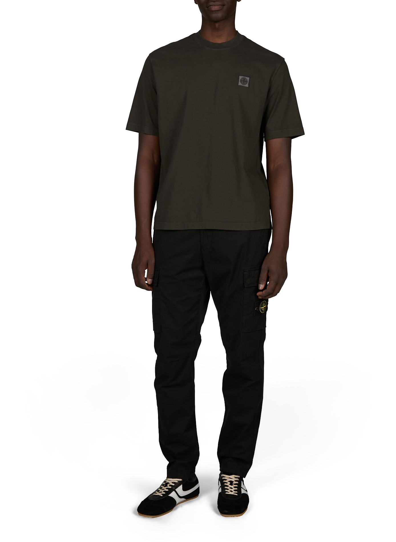 Tee-shirt droit col rond en coton STONE ISLAND Gris
