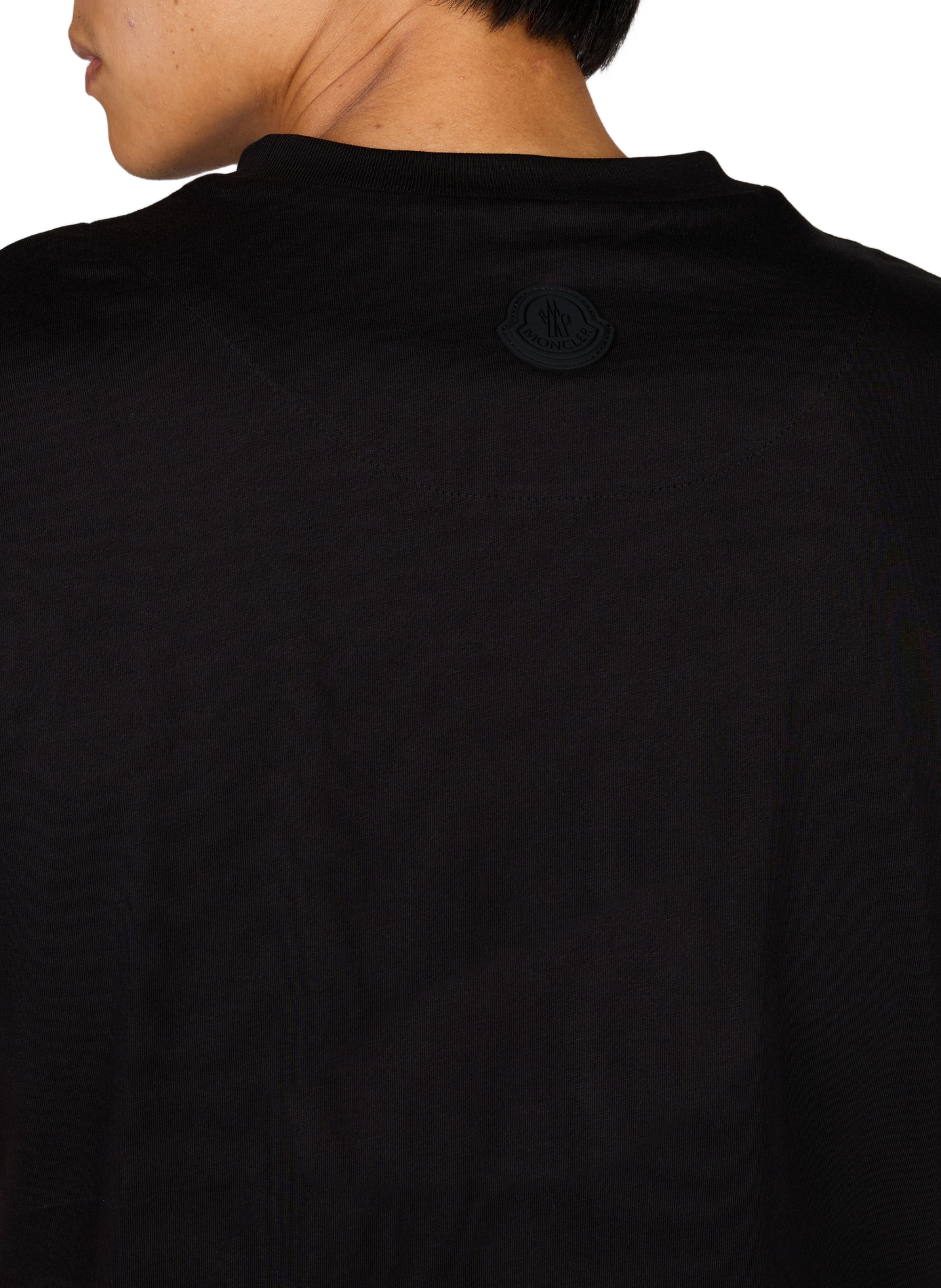 Round-neck T-shirt with cotton logo MONCLER Black