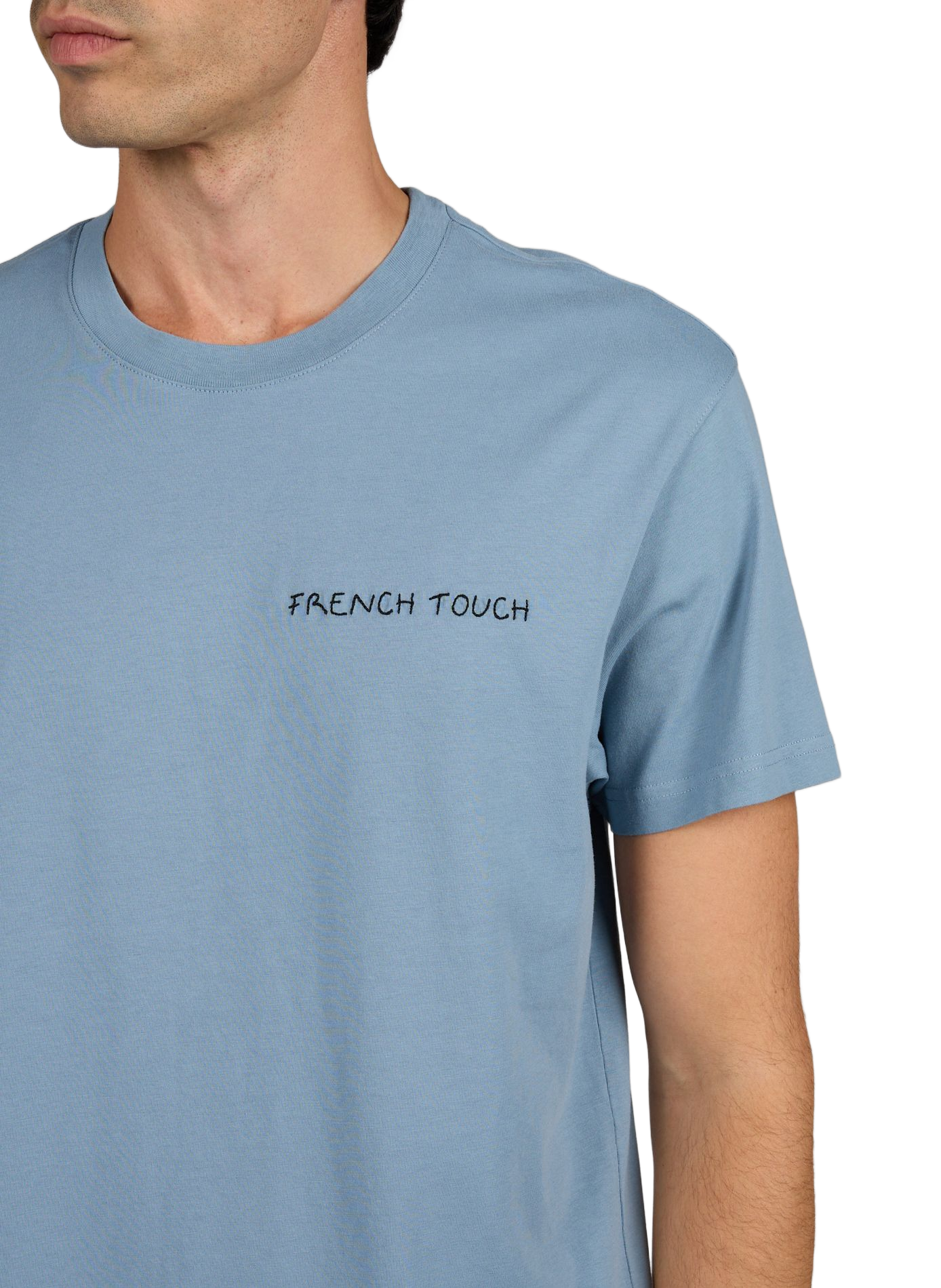 T-Shirt Popincourt mit "French Touch" Stickerei aus Baumwolle MAISON LABICHE Blau