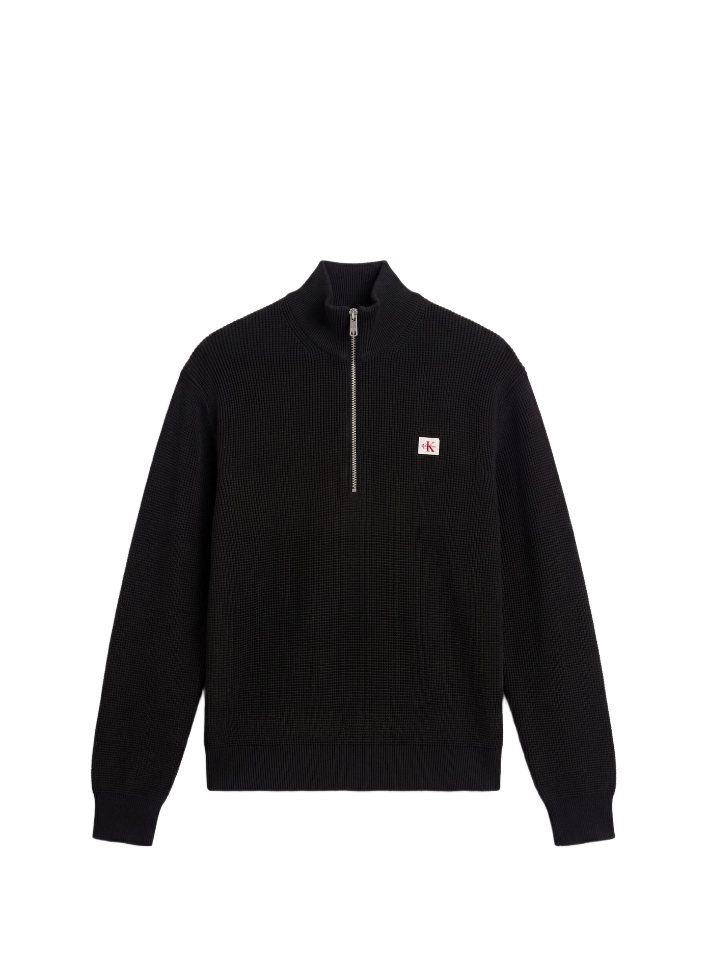 Straight cotton sweater with zip collar CALVIN KLEIN Black
