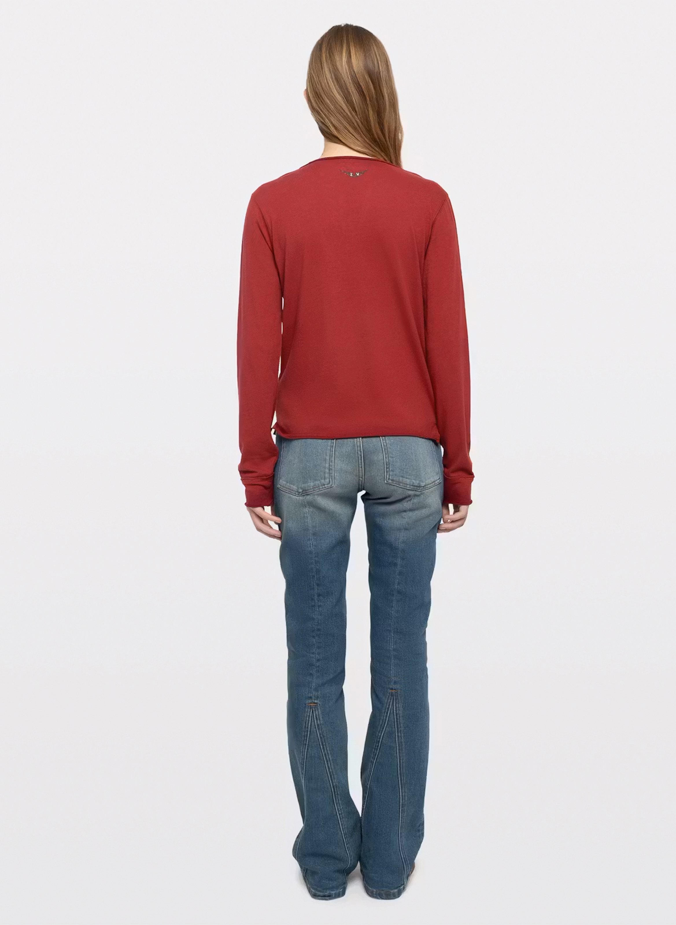 Tee-shirt col v en coton tuni ZADIG&VOLTAIRE Rouge