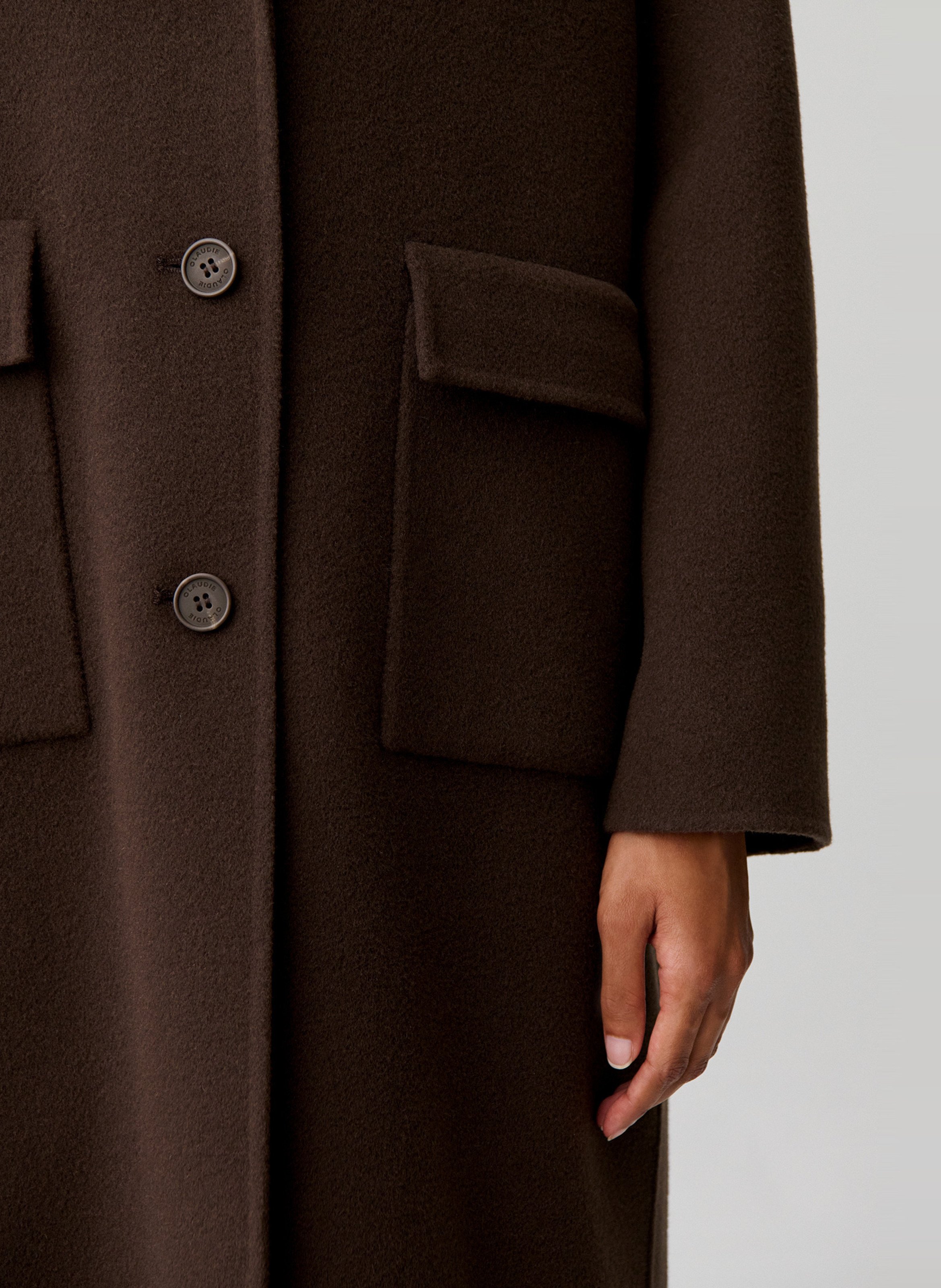 Manteau droit en laine mélangée CLAUDIE PIERLOT Marron