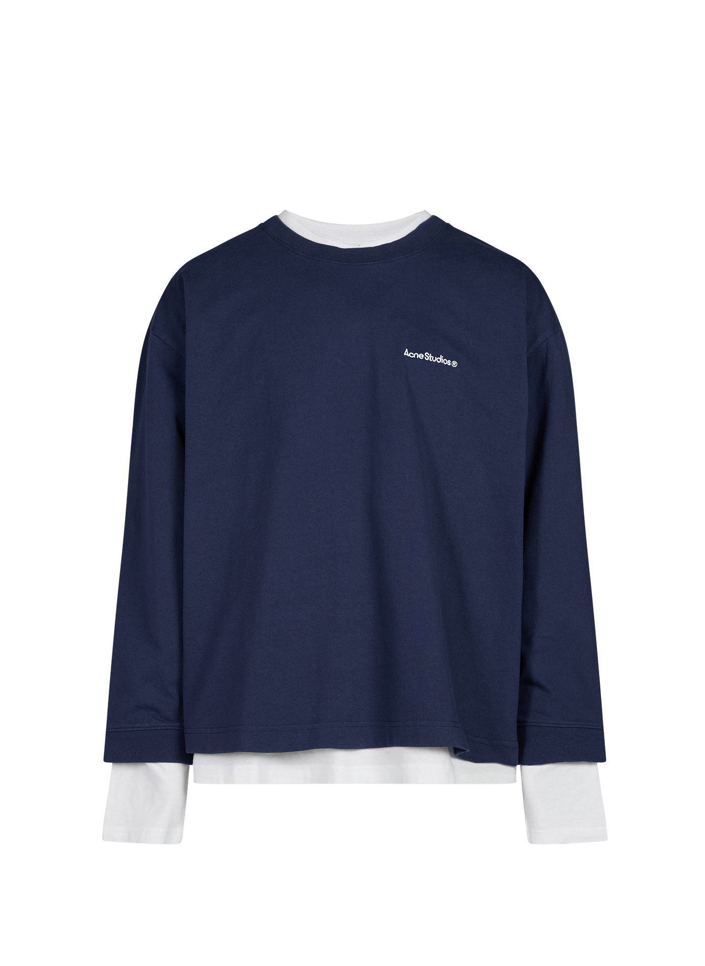 Mehrschichtiger Baumwoll-Sweatshirt mit Logo ACNE STUDIOS Blau