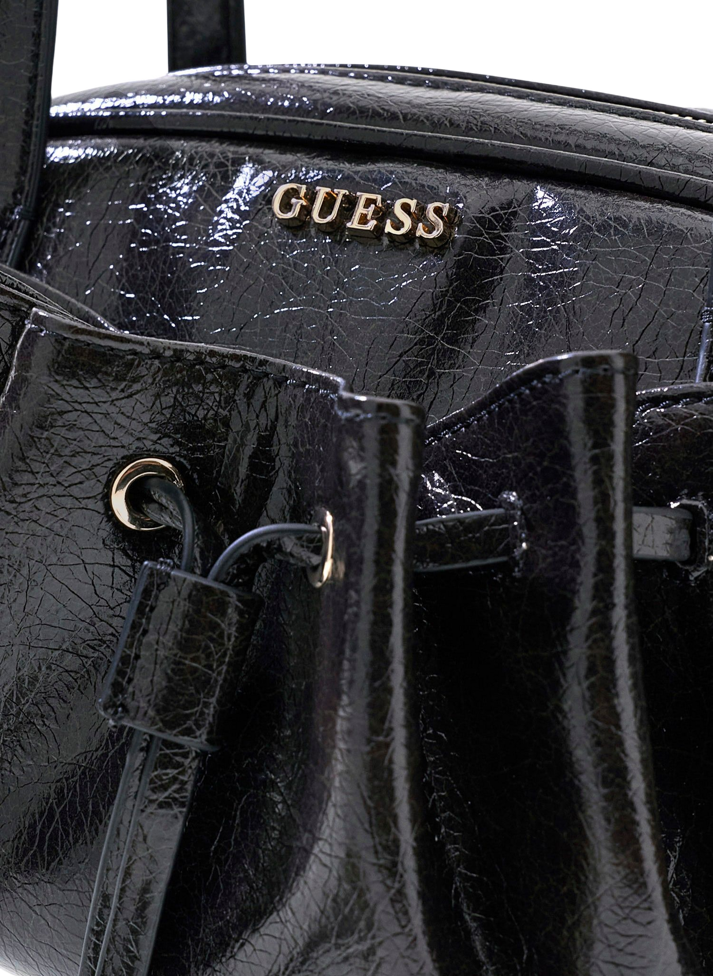 Sac porté épaule effet cuir verni GUESS Noir